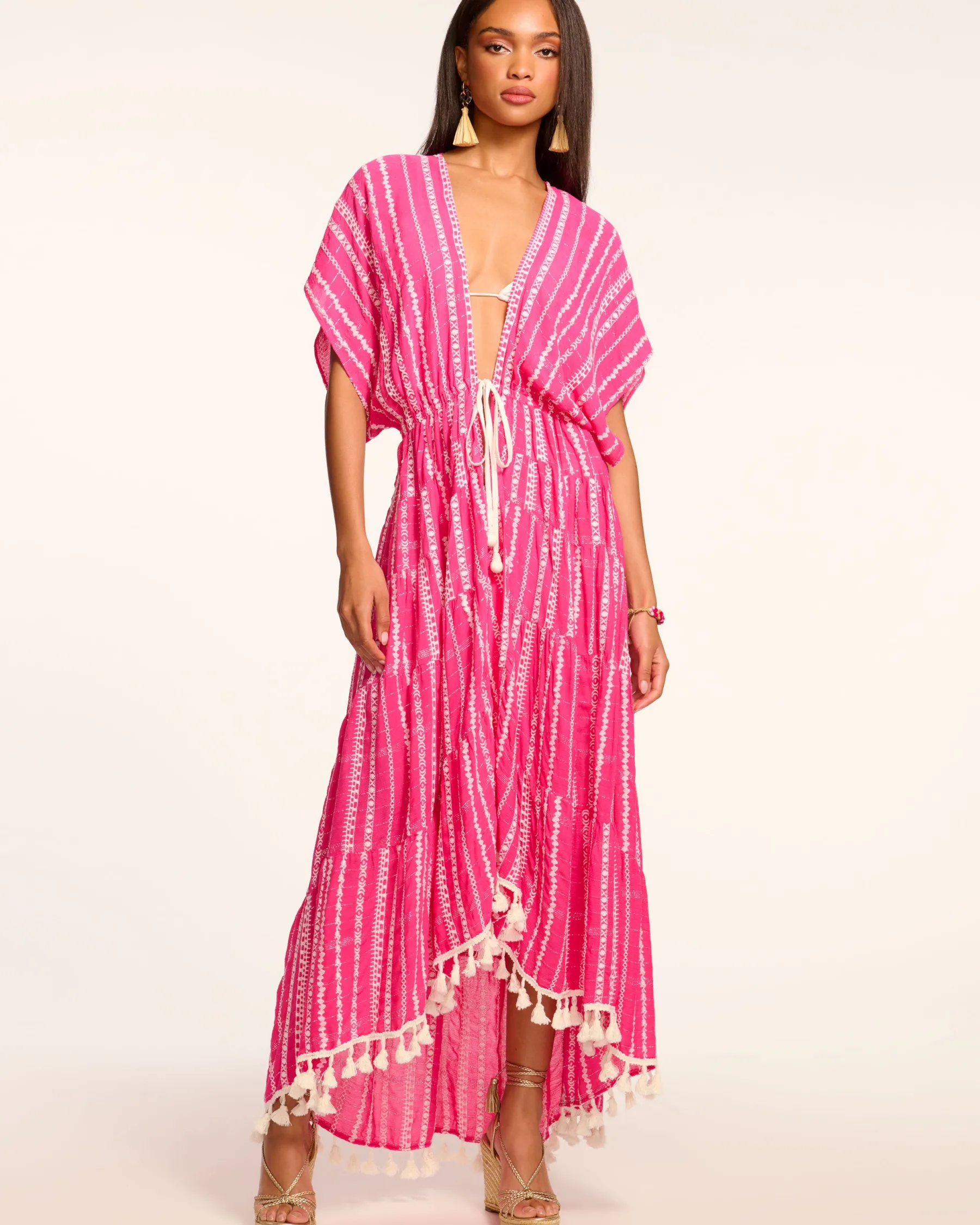 Ramy Brook Addaline Embroidered Coverup Dress Pinkstripe Outlet