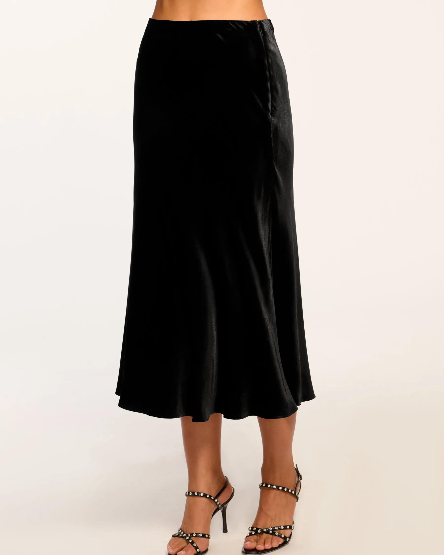 Ramy Brook Arrius Velvet Slip Skirt Black Flash Sale