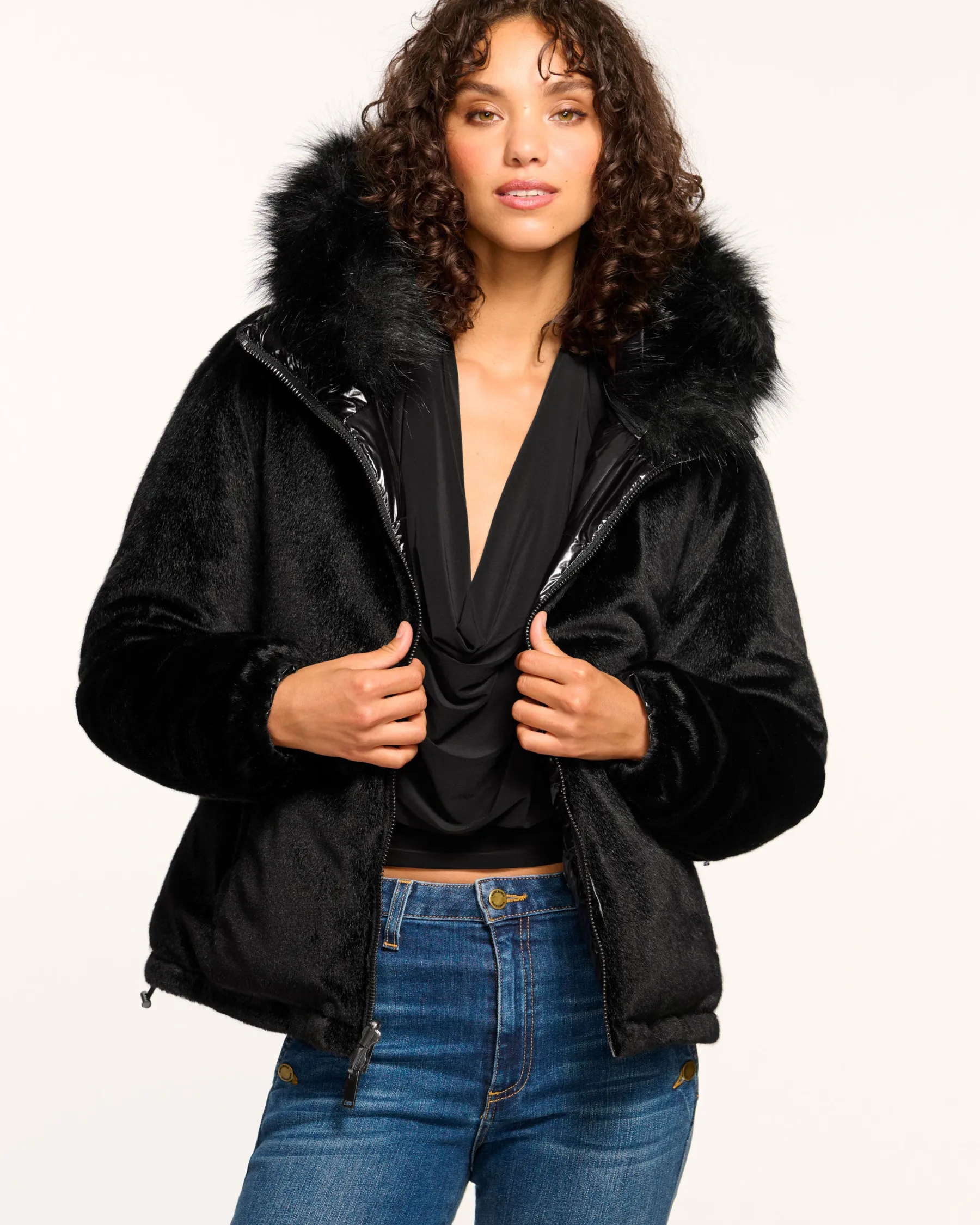 Ramy Brook Beatrice Reversible Puffer Coat Black Outlet