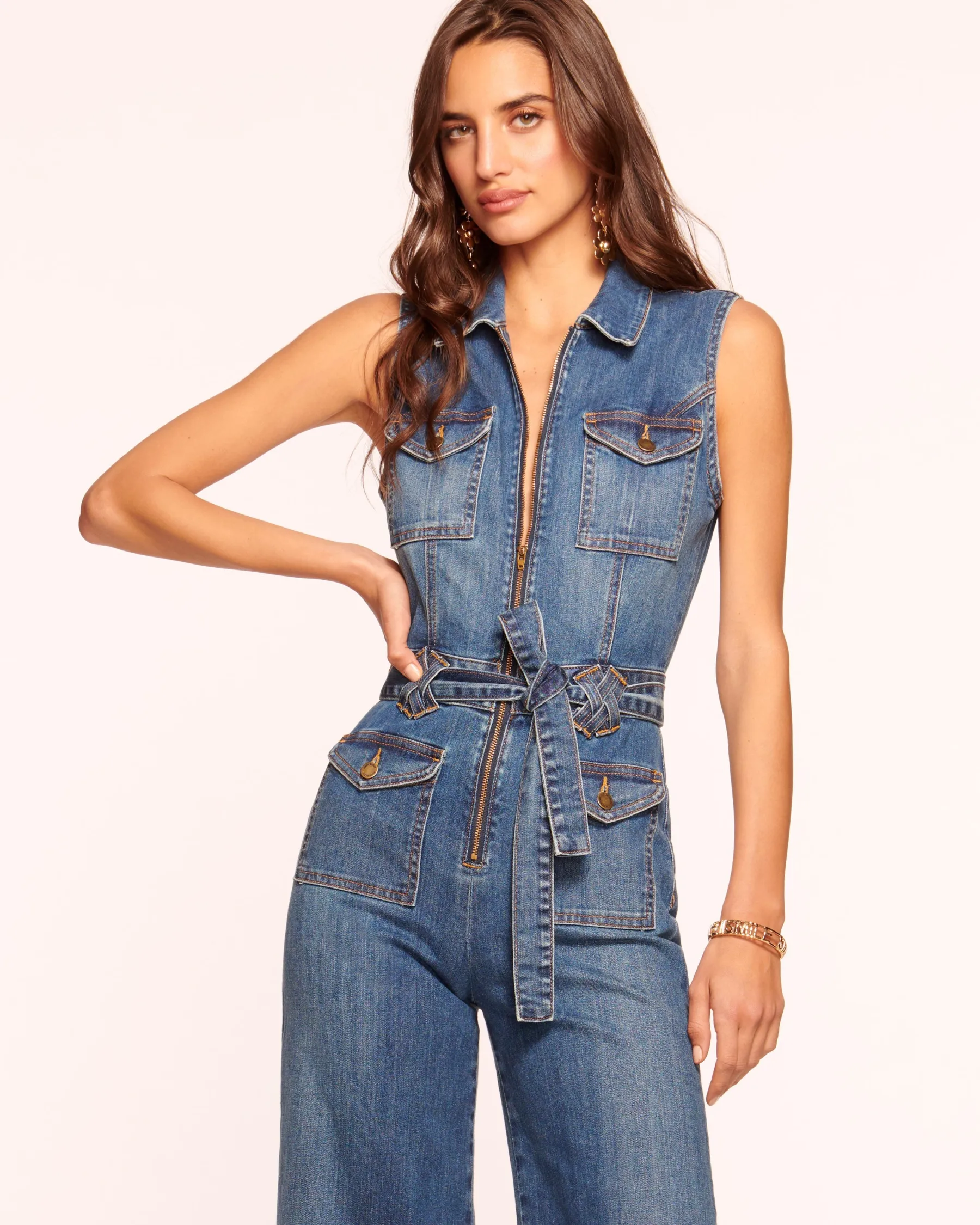 Ramy Brook Bell Cropped Denim Jumpsuit Mediumwash Flash Sale