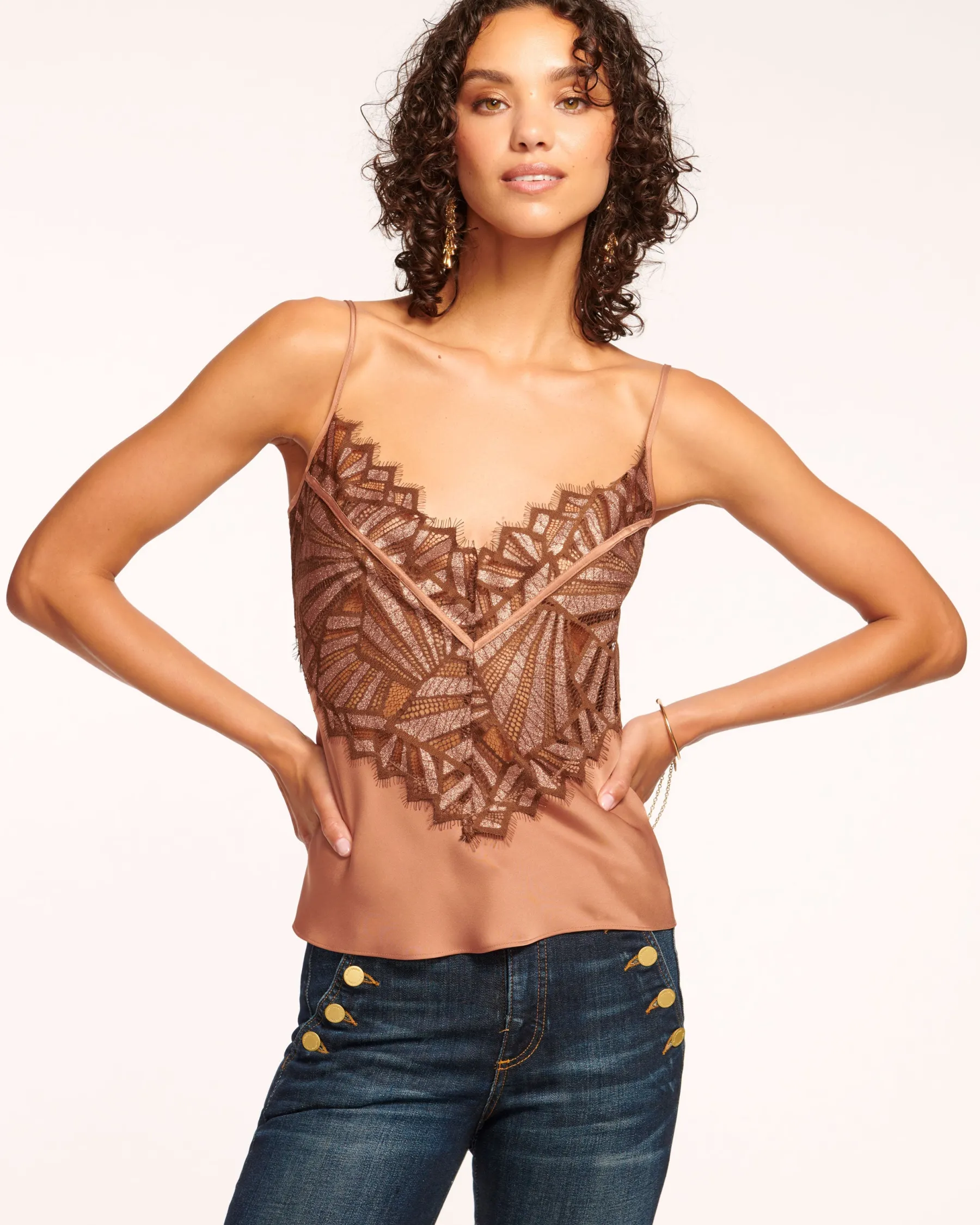 Ramy Brook Billie Lace Cami Tank Top Bronzelace Best Sale