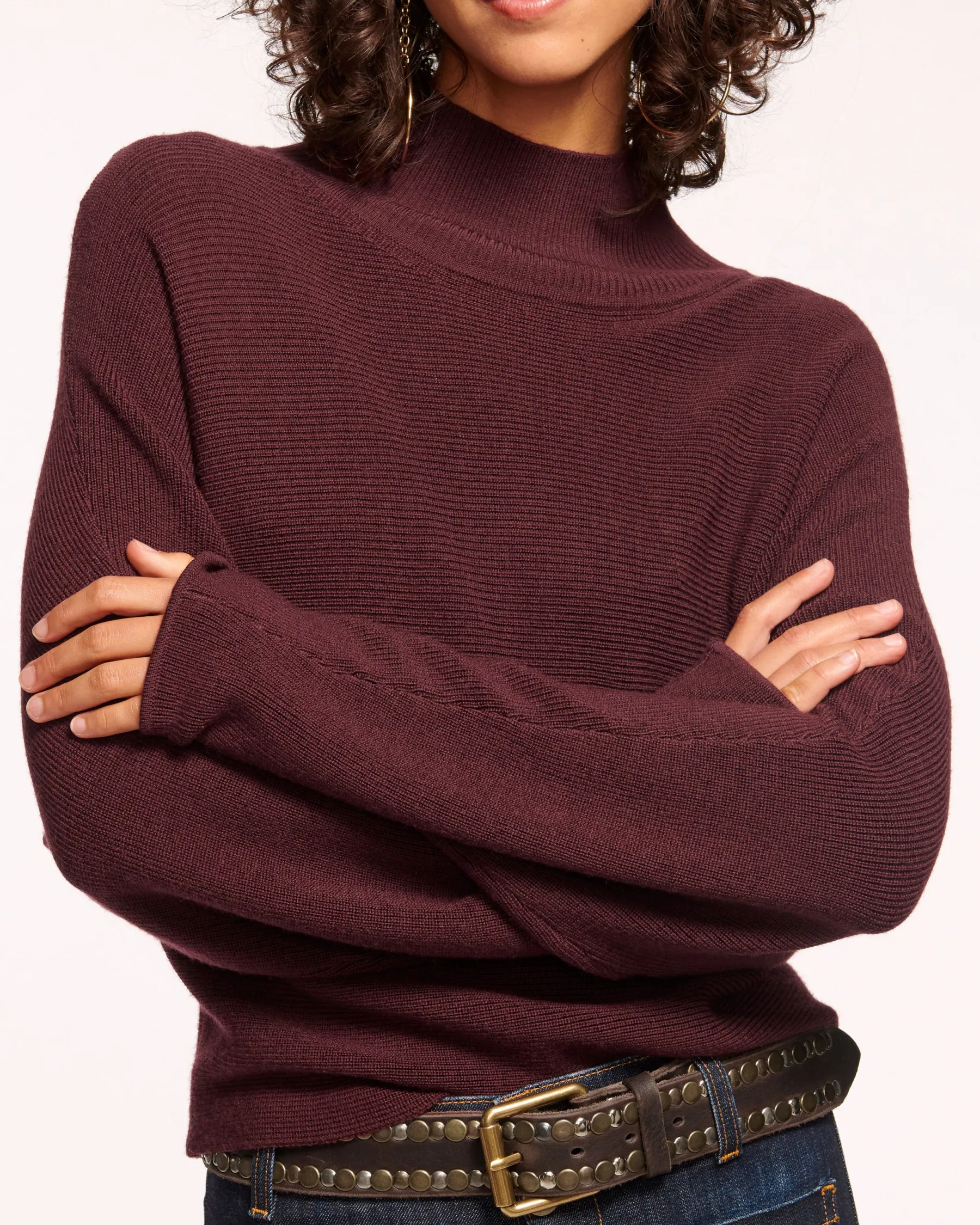 Ramy Brook Cassidy Wool Turtleneck Sweater Pinotnoir Cheap