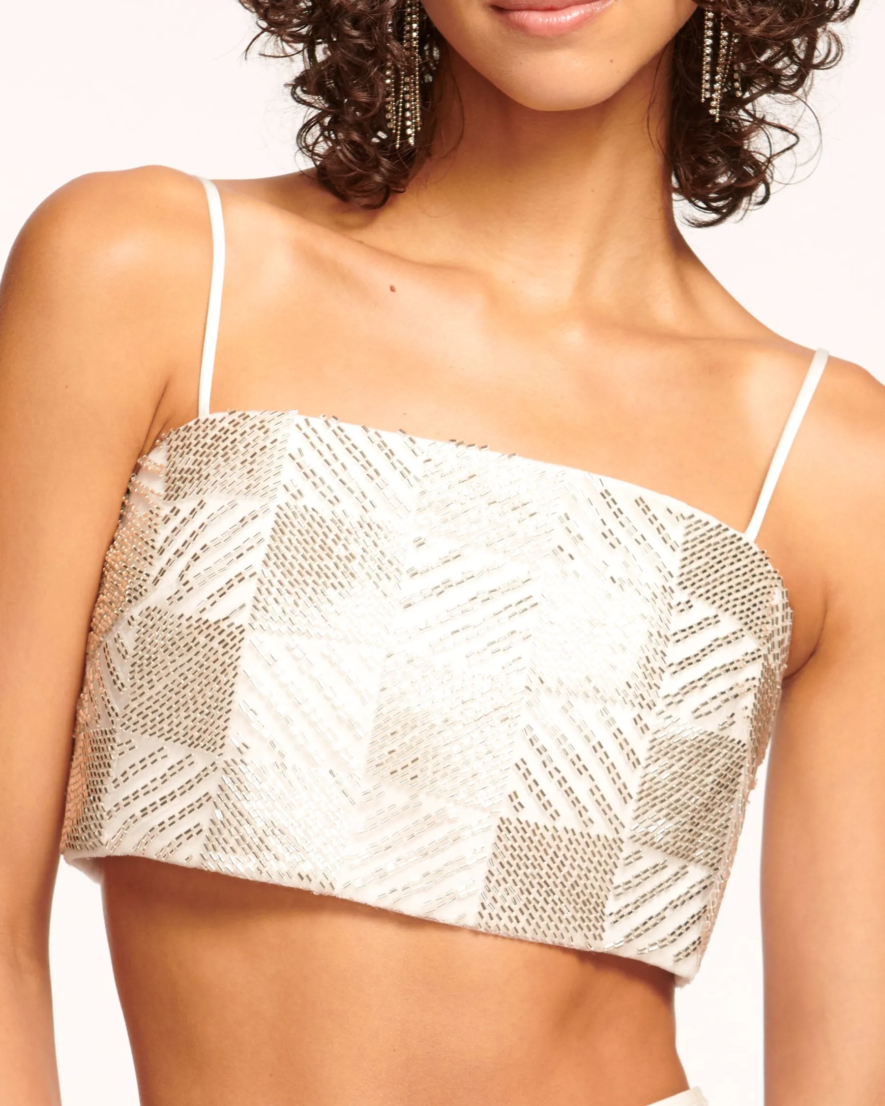 Ramy Brook Chase Beaded Crop Top Silverbead Flash Sale