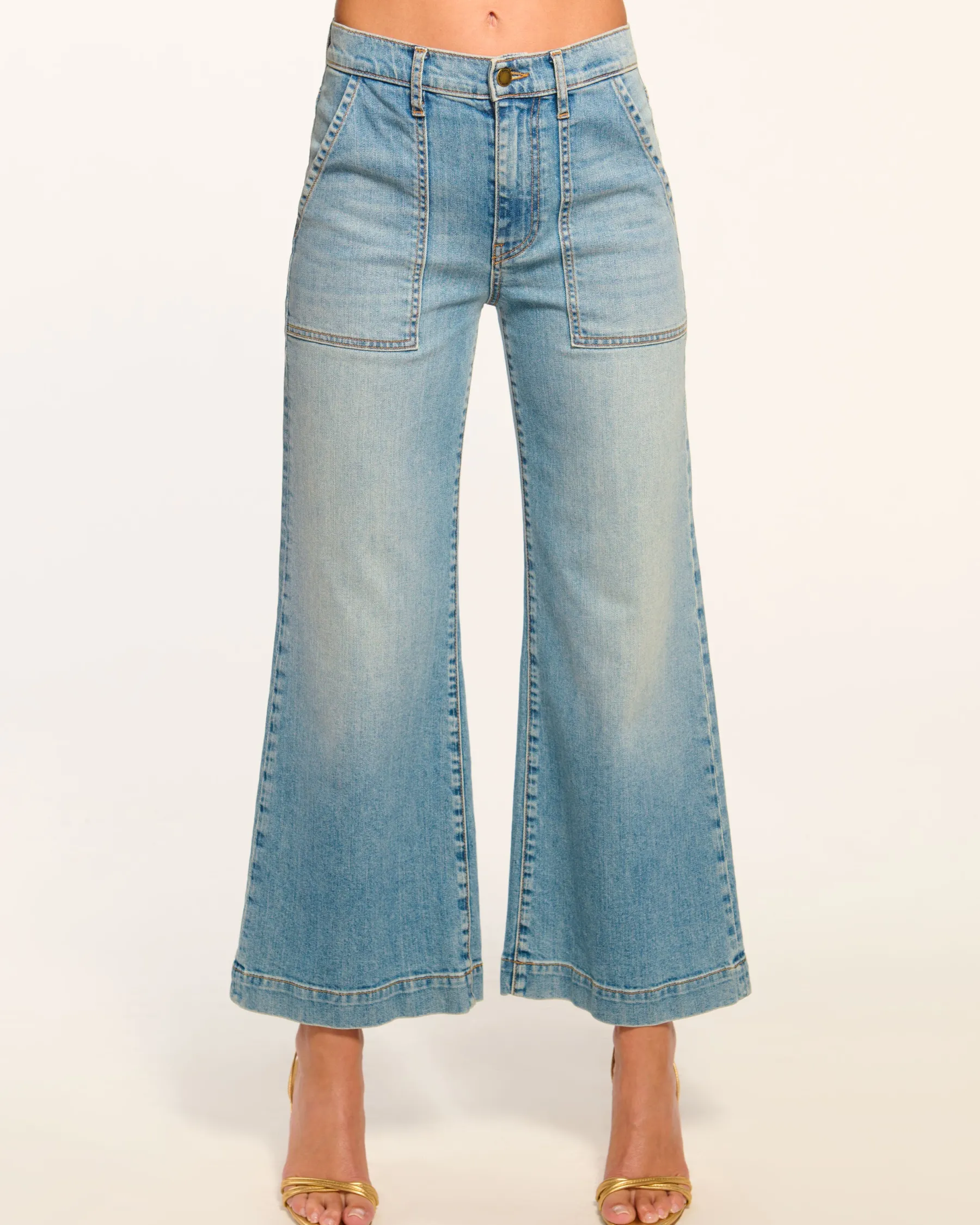 Ramy Brook Cropped Clifford Wide Leg Jean Lightwash Fashion