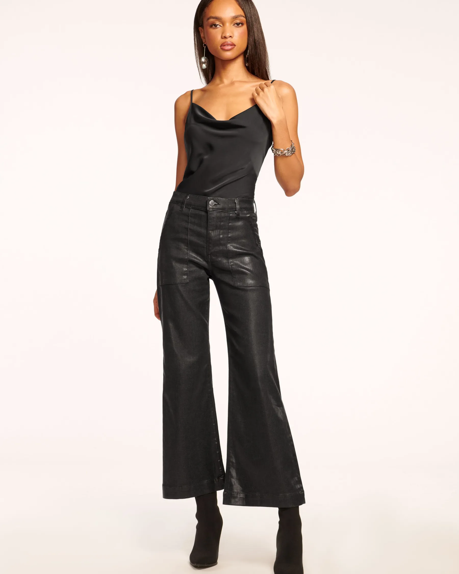 Ramy Brook Cropped Metallic Clifford Jean Blackmetallic Outlet