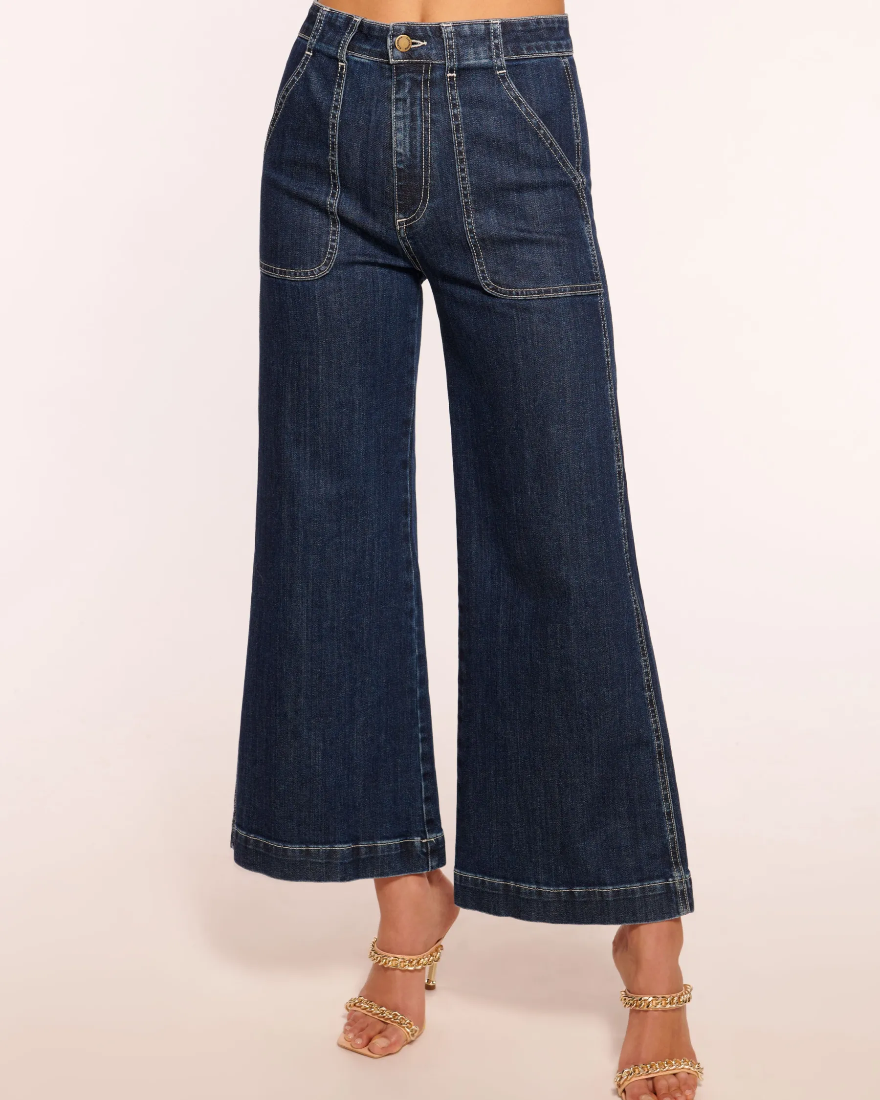 Ramy Brook Cropped Theodora Wide Leg Jean Darkwash Flash Sale