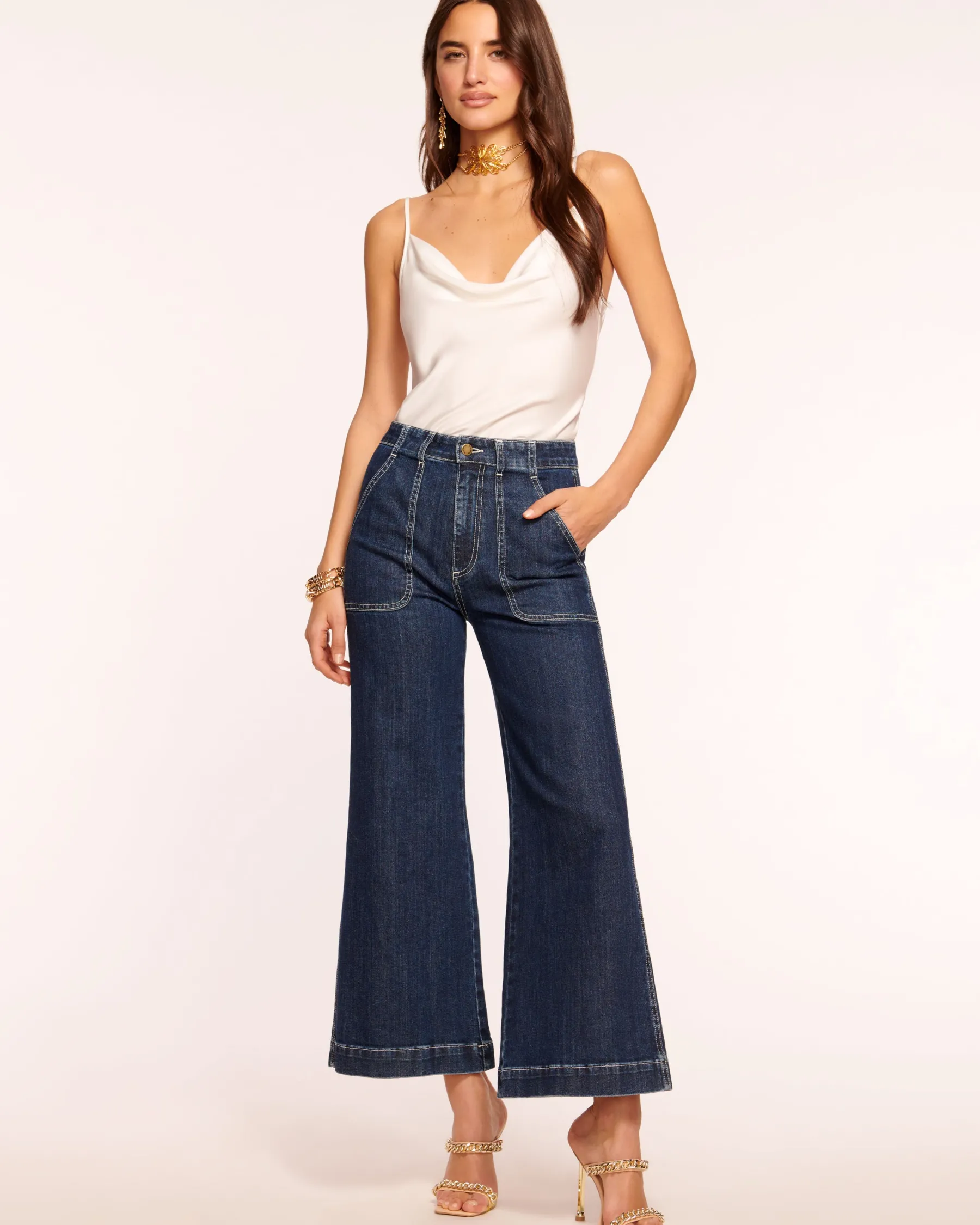 Ramy Brook Cropped Theodora Wide Leg Jean Darkwash Flash Sale