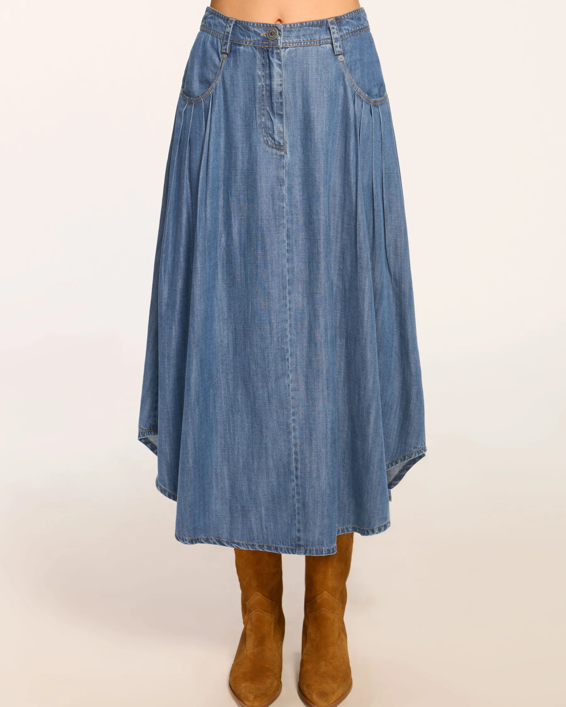 Ramy Brook Dallas Midi Skirt Chambray Fashion