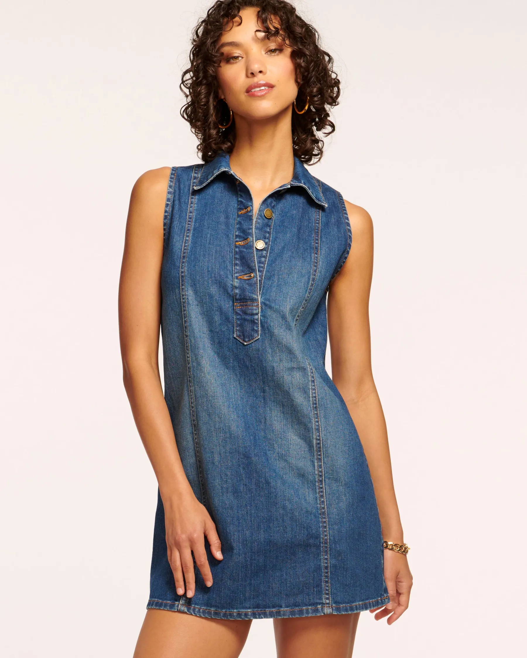 Ramy Brook Donnie Relaxed Denim Mini Dress Mediumwash Best Sale