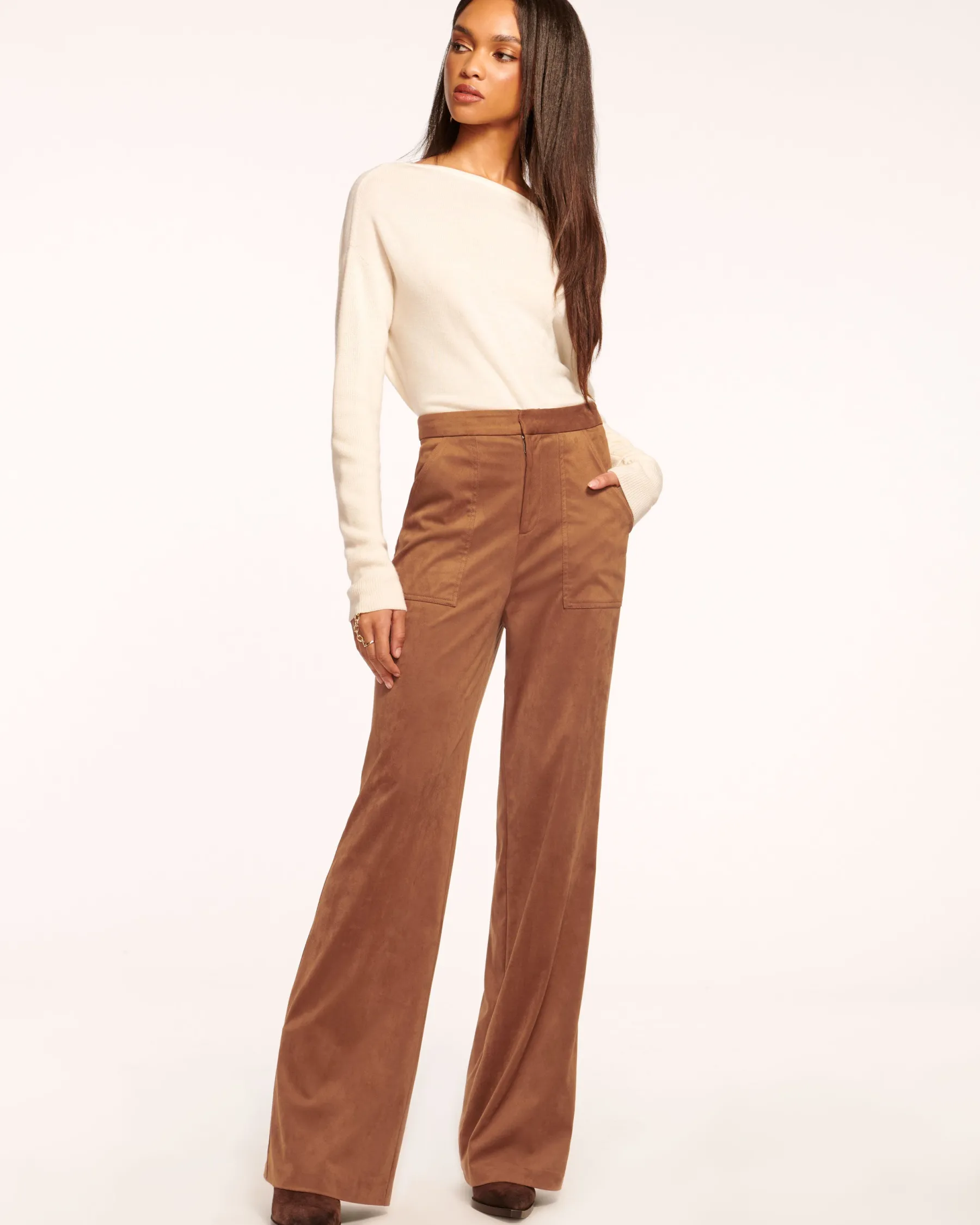 Ramy Brook Edwina Faux Suede Trouser Saddle Best Sale