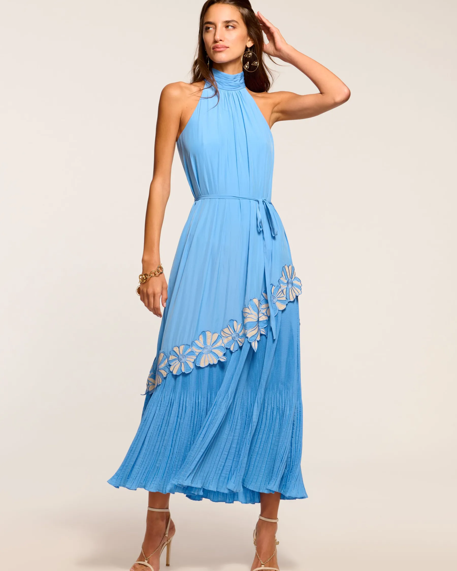 Ramy Brook Eleah Embellished High Neck Maxi Dress Ribbonblue Cheap