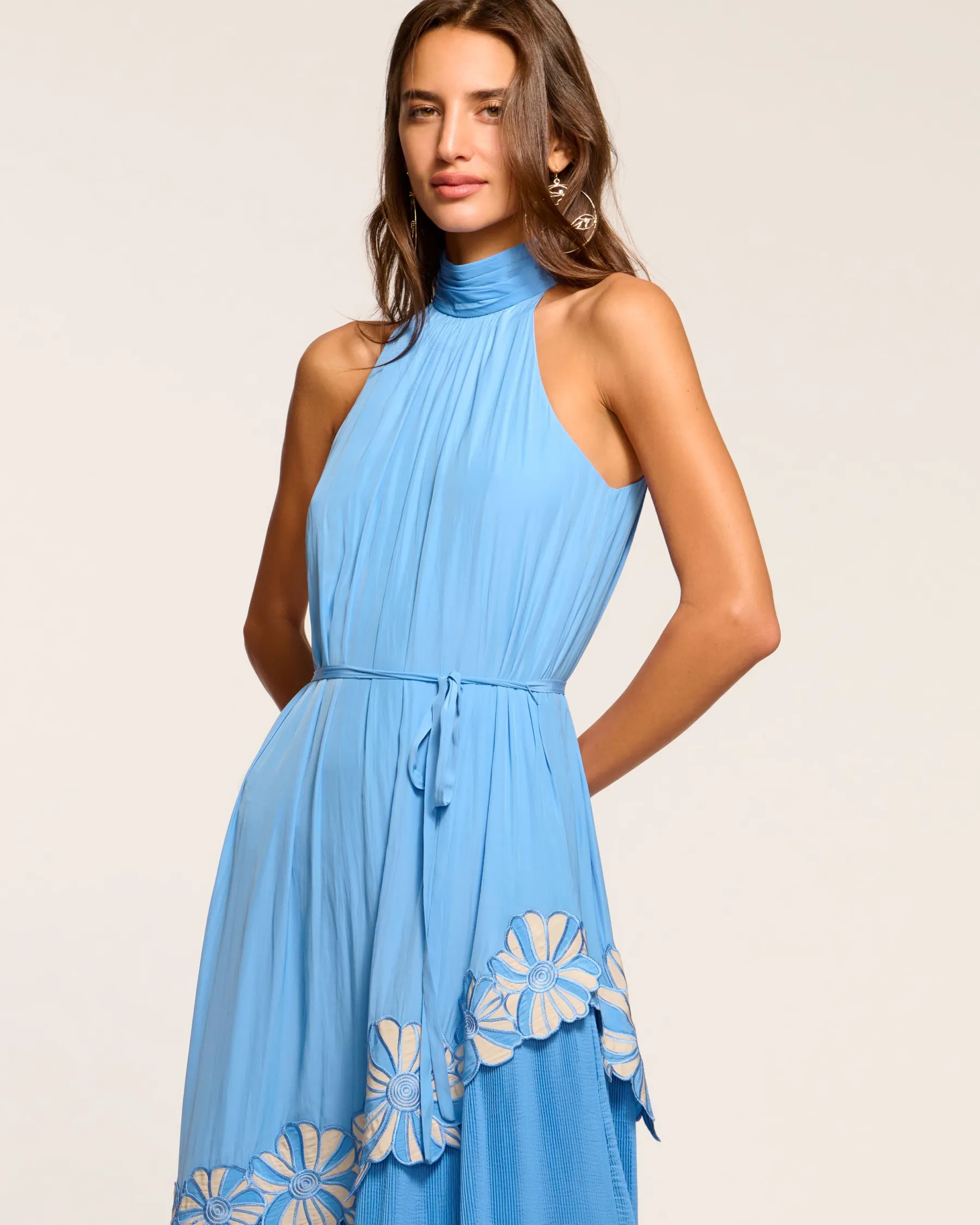 Ramy Brook Eleah Embellished High Neck Maxi Dress Ribbonblue Cheap