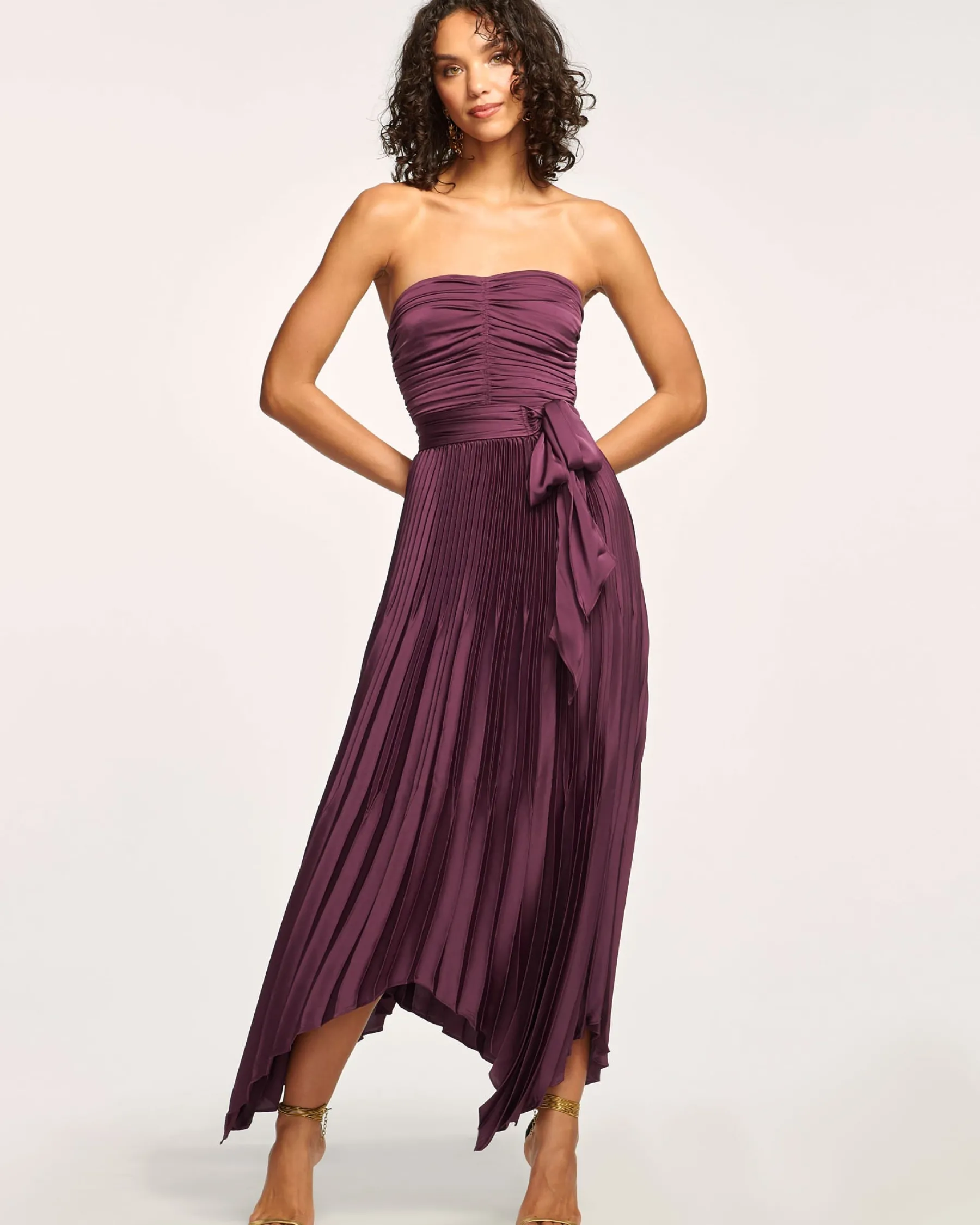 Ramy Brook Fernanda Strapless Midi Dress Pinotnoir Online