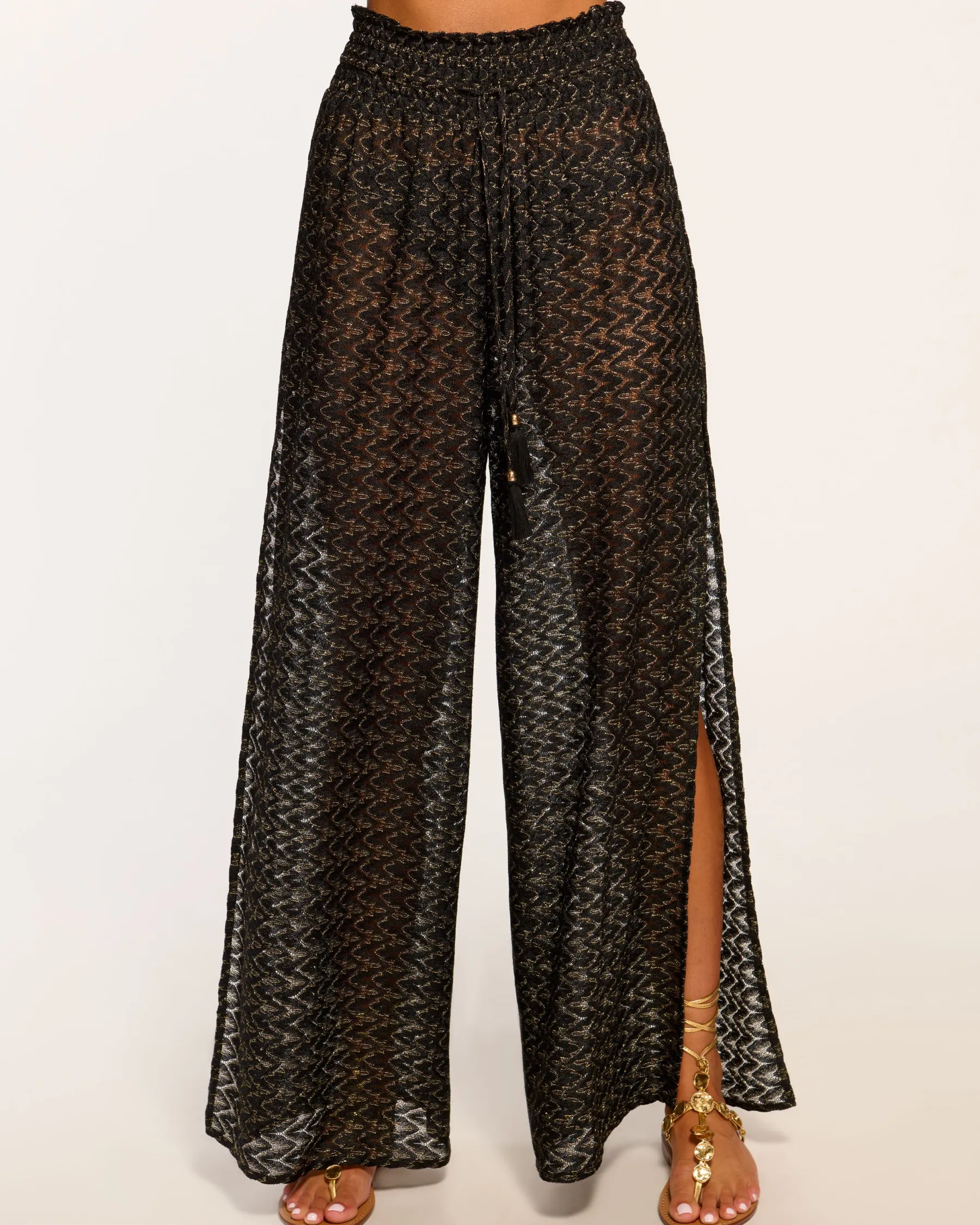 Ramy Brook Glora High Rise Coverup Pant Blackzigzag New