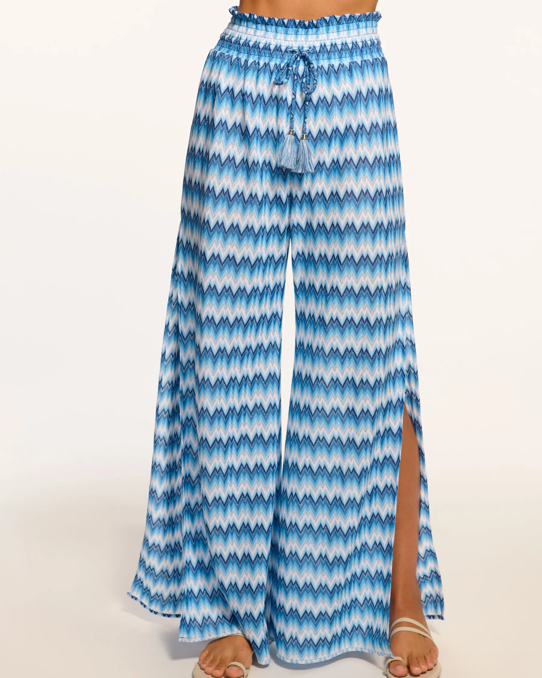 Ramy Brook Glora High Rise Coverup Pant Bluechevron Best Sale