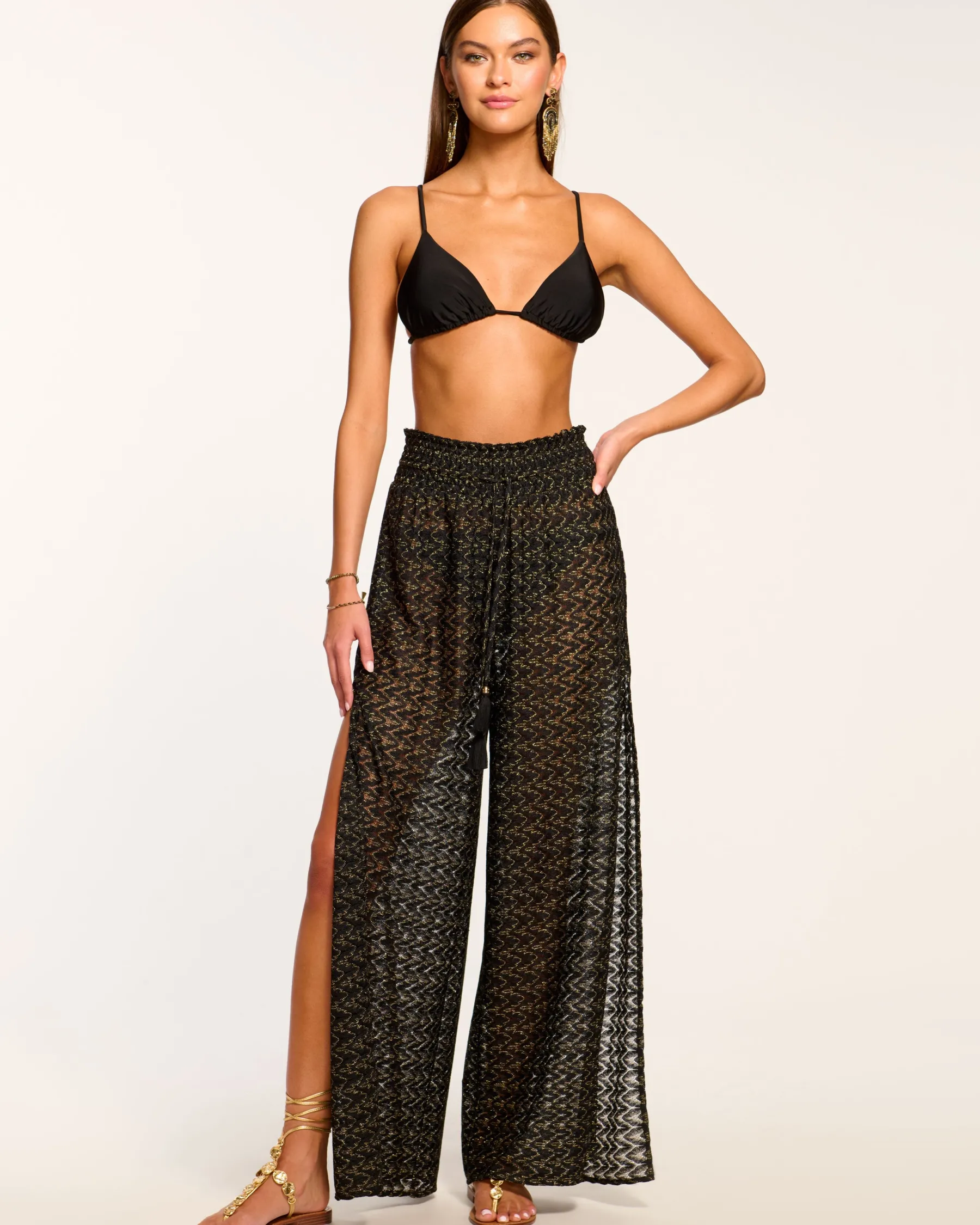 Ramy Brook Glora High Rise Coverup Pant Blackzigzag New