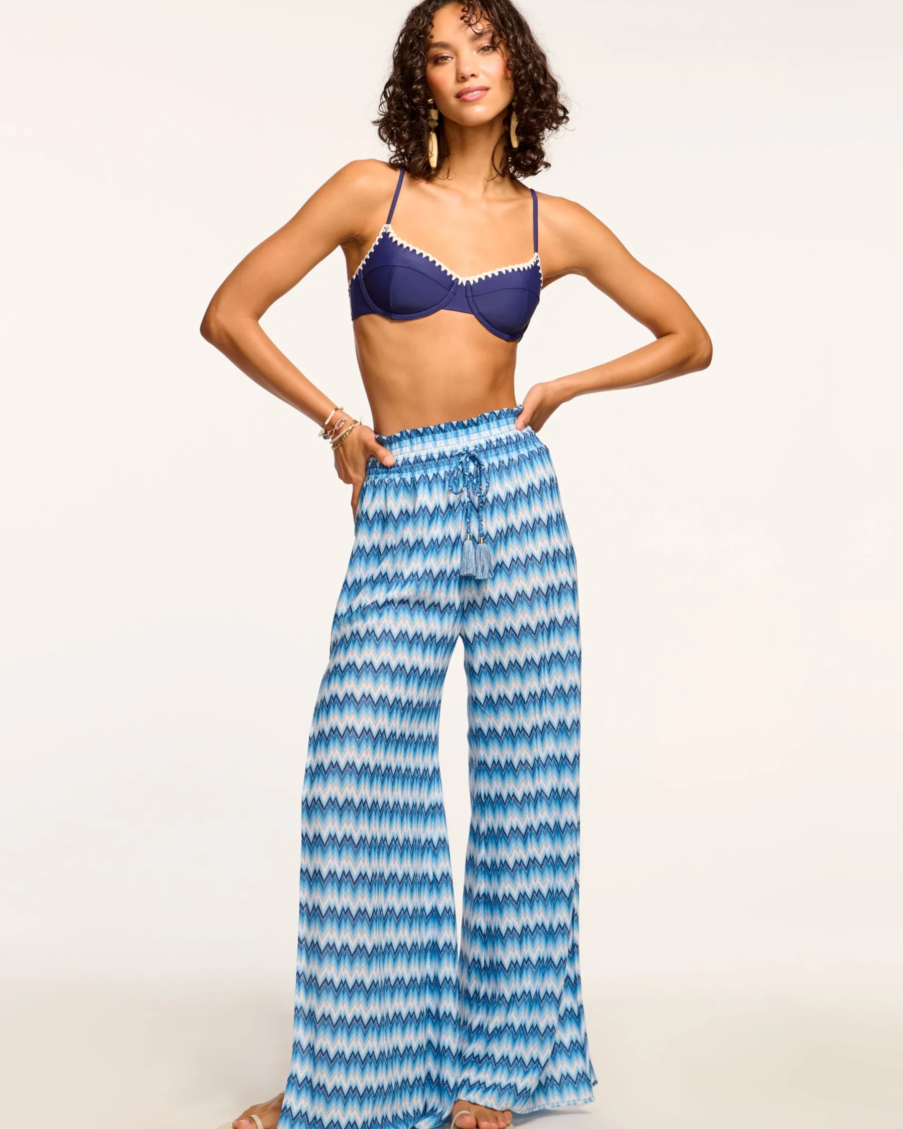 Ramy Brook Glora High Rise Coverup Pant Bluechevron Best Sale