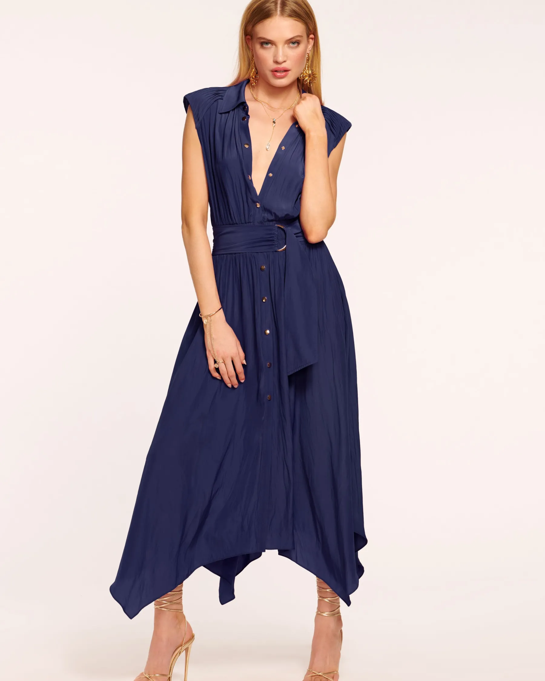 Ramy Brook Ivy Belted Midi Dress Springnavy Flash Sale