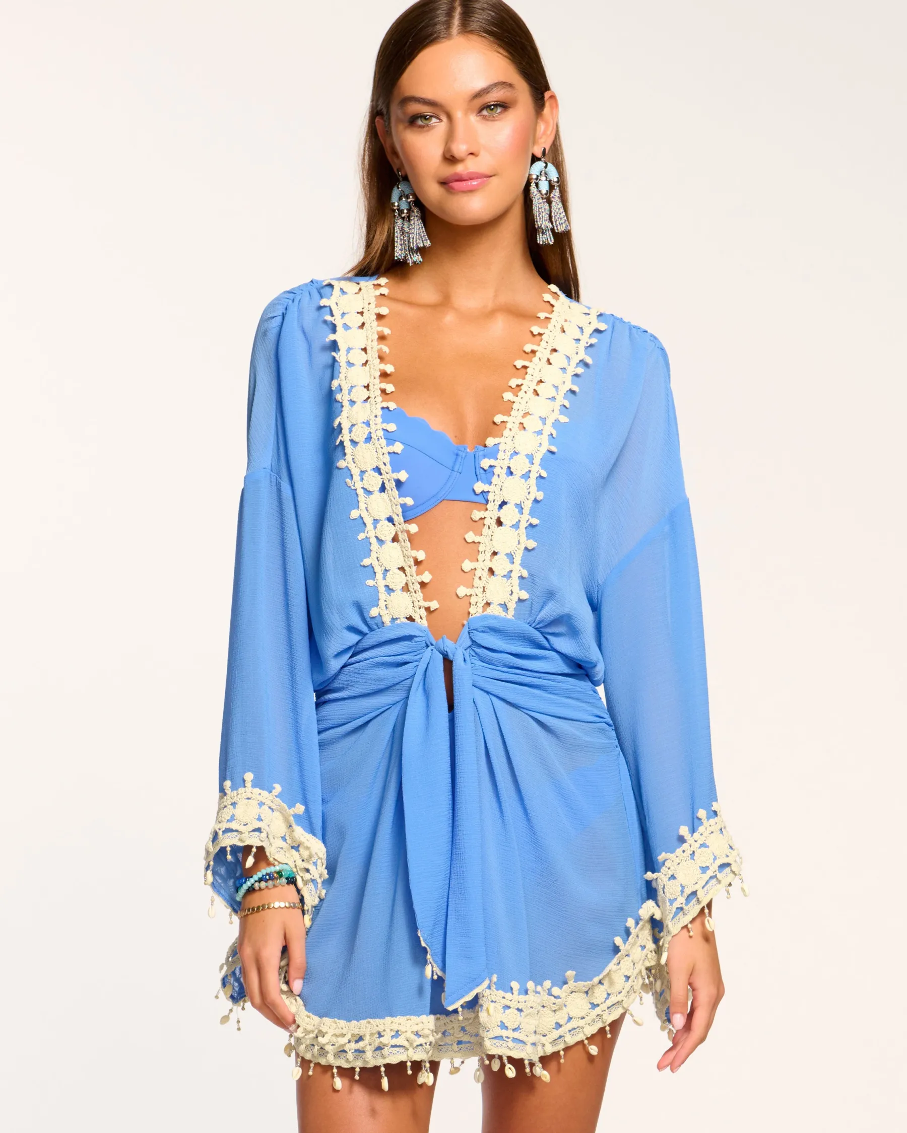 Ramy Brook Jamie Embellished Coverup Mini Dress Sereneblue Best