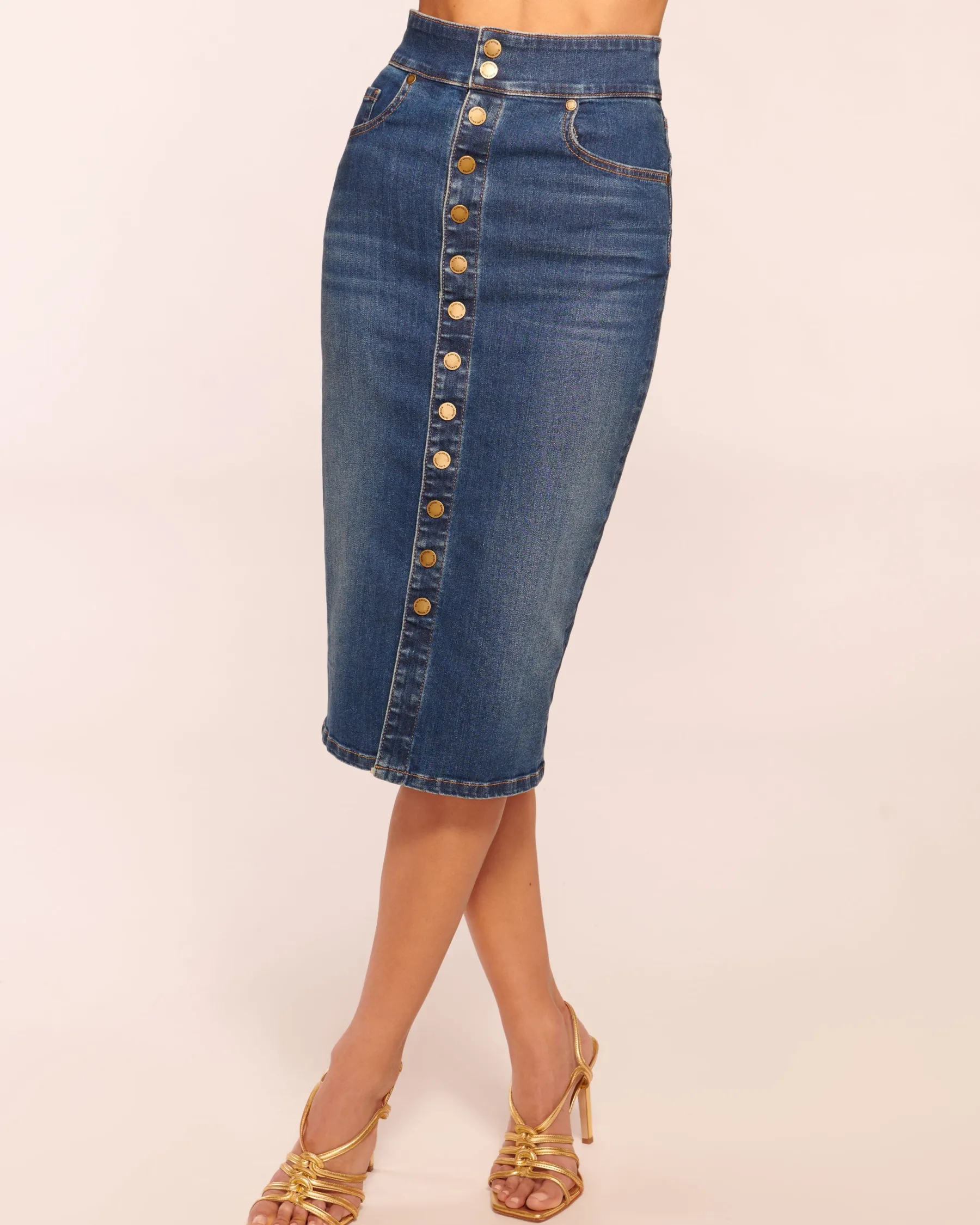 Ramy Brook Karter High Waisted Denim Skirt Mediumwash Cheap