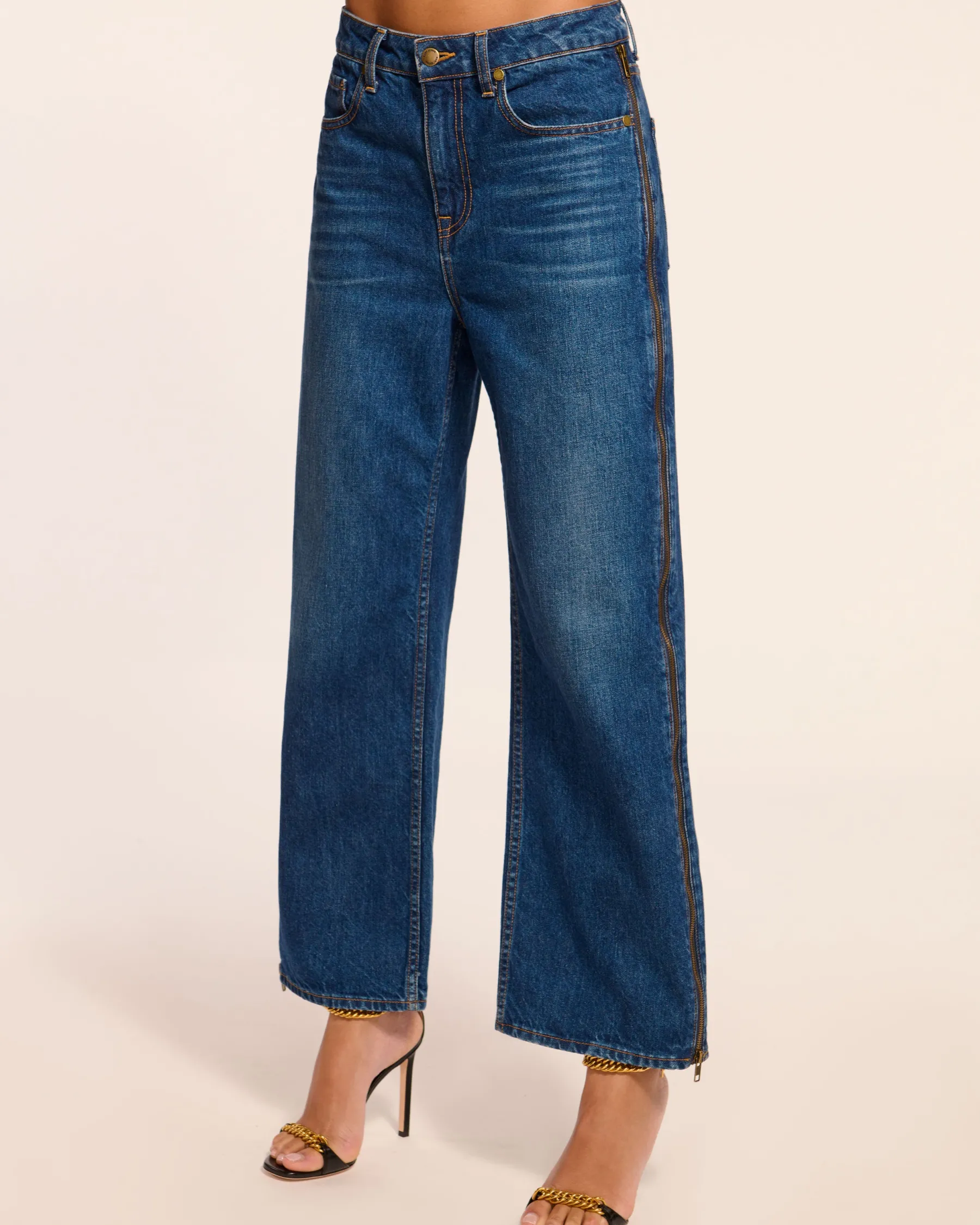 Ramy Brook Kianna Low-Rise Zipper Jean Mediumwash Sale