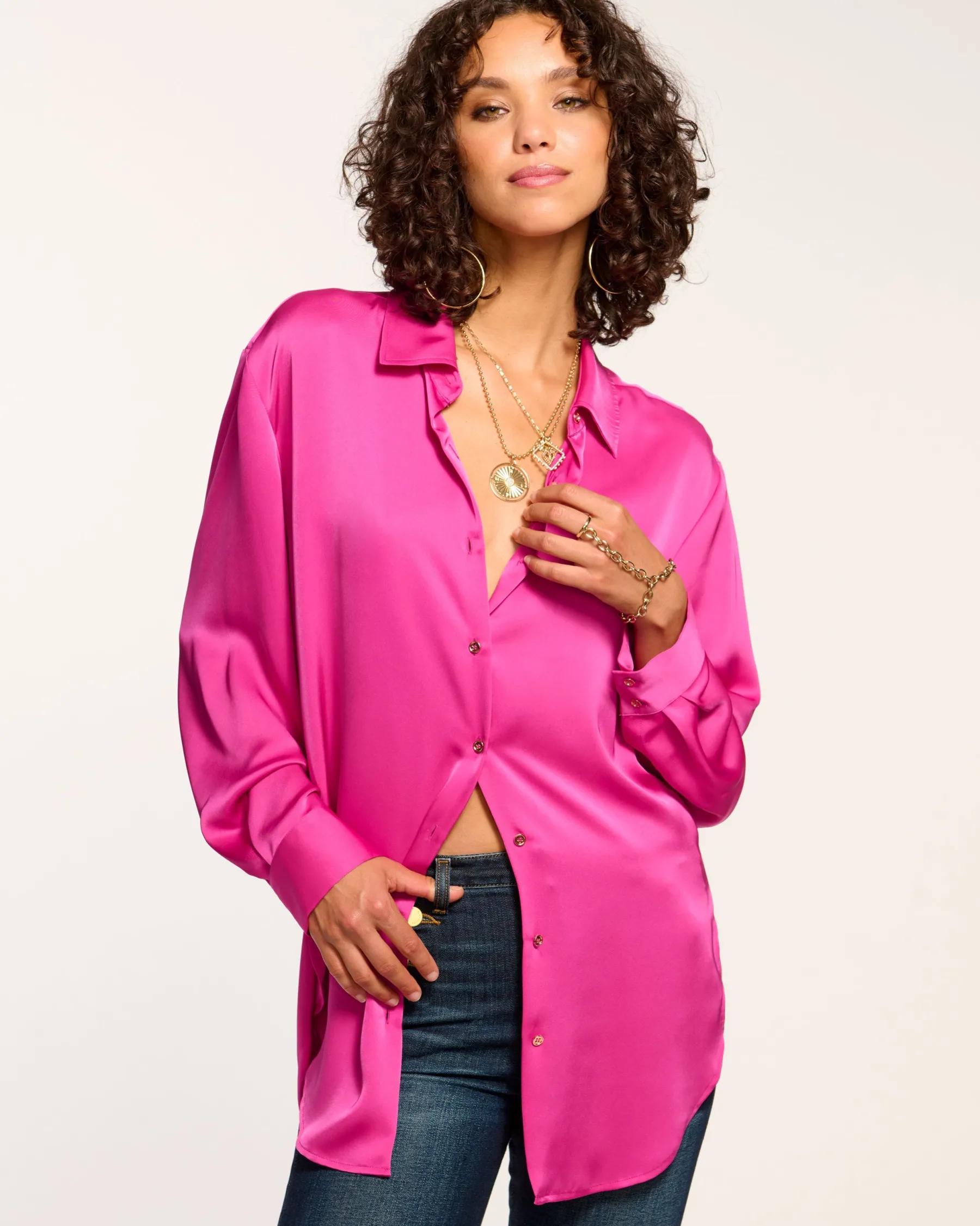 Ramy Brook Kolby Oversized Button Down Blouse Shop