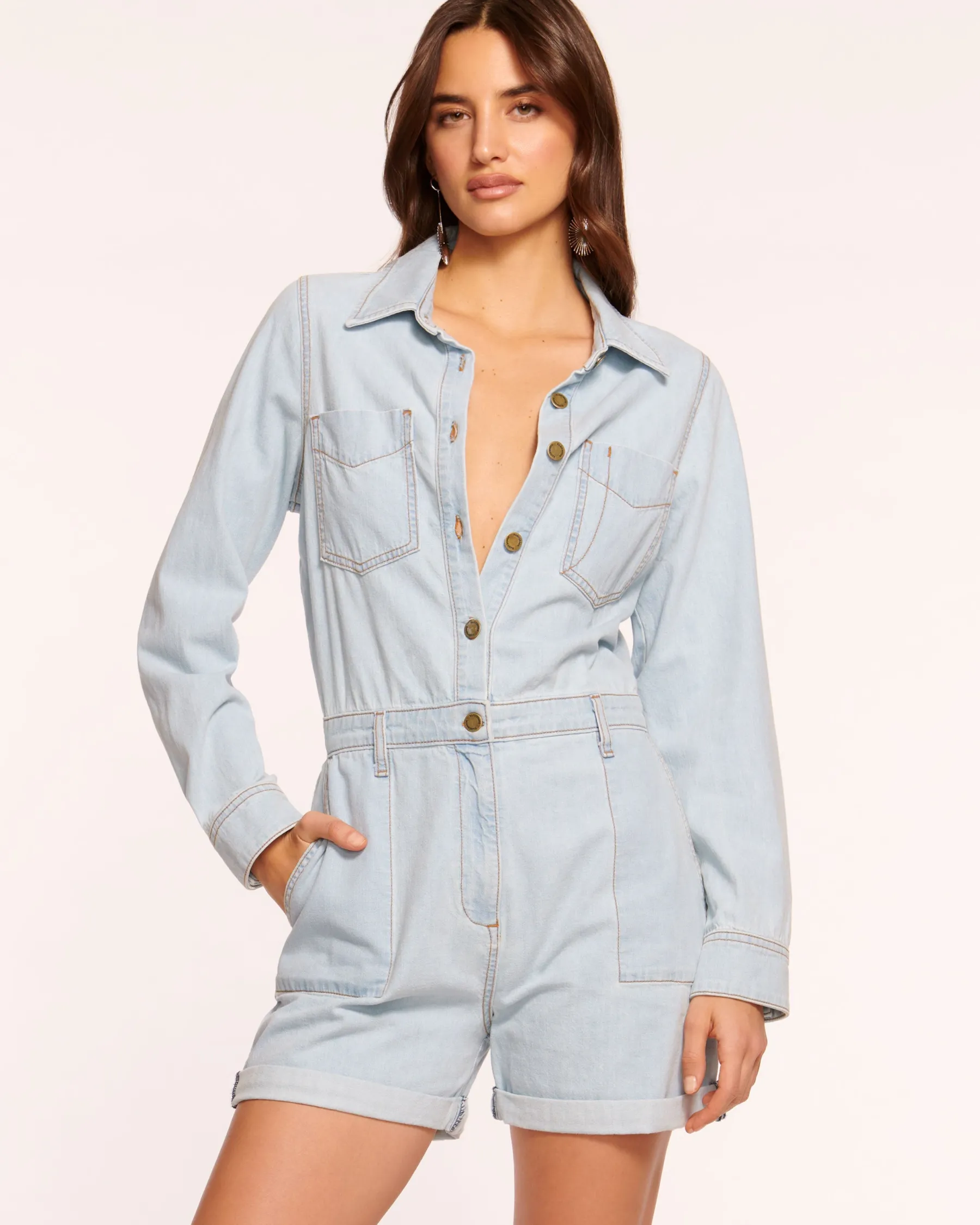 Ramy Brook Lavinia Relaxed Denim Romper Bleachedwash Online