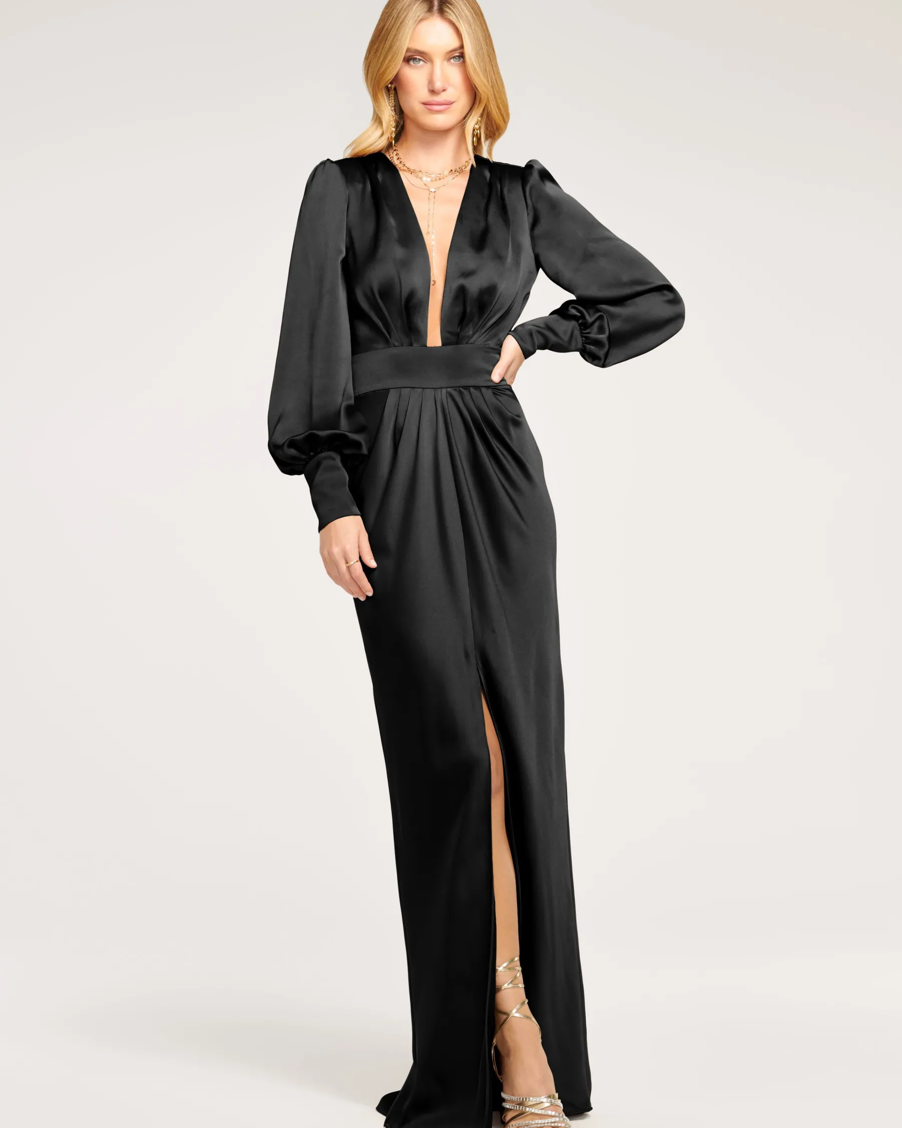 Ramy Brook Madelane Plunging Maxi Dress Black Flash Sale