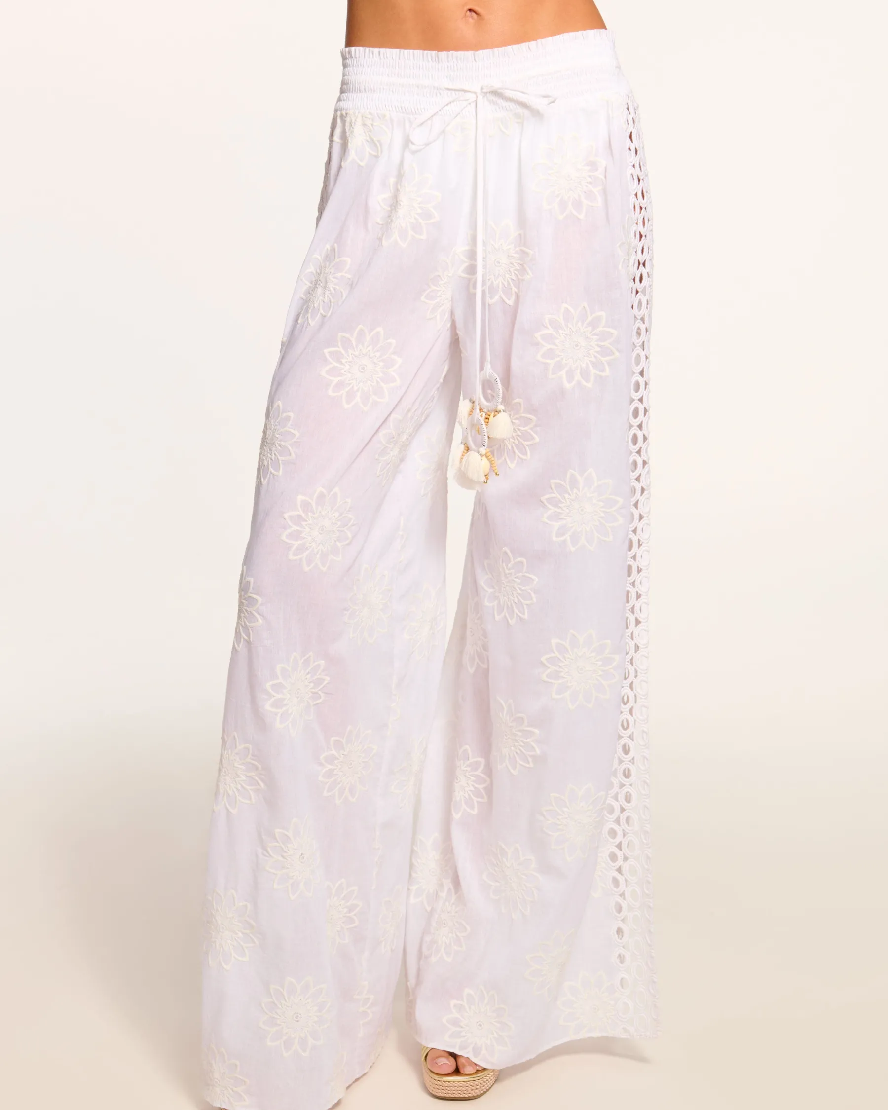 Ramy Brook Milan Wide Leg Coverup Pant Whitefloral Outlet