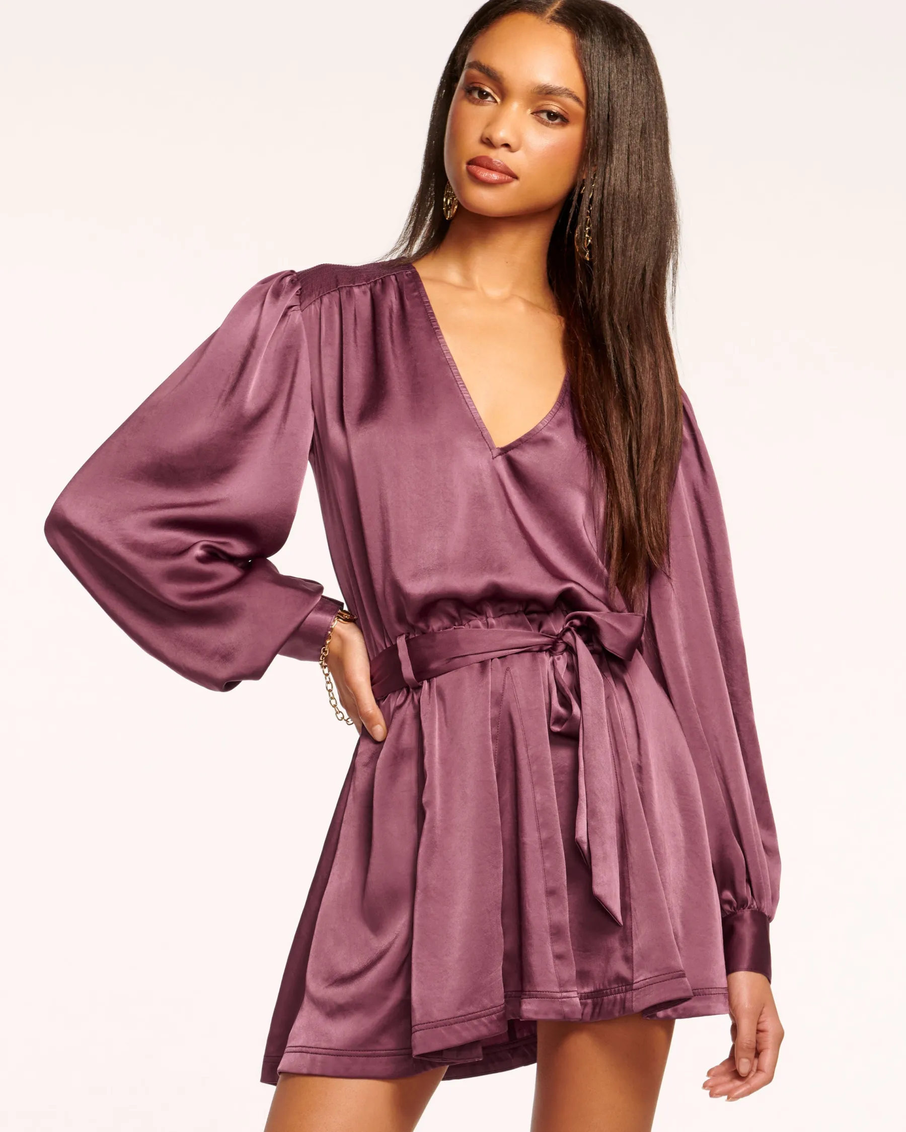 Ramy Brook Montana Puff Sleeve Mini Dress Pinotnoir Online