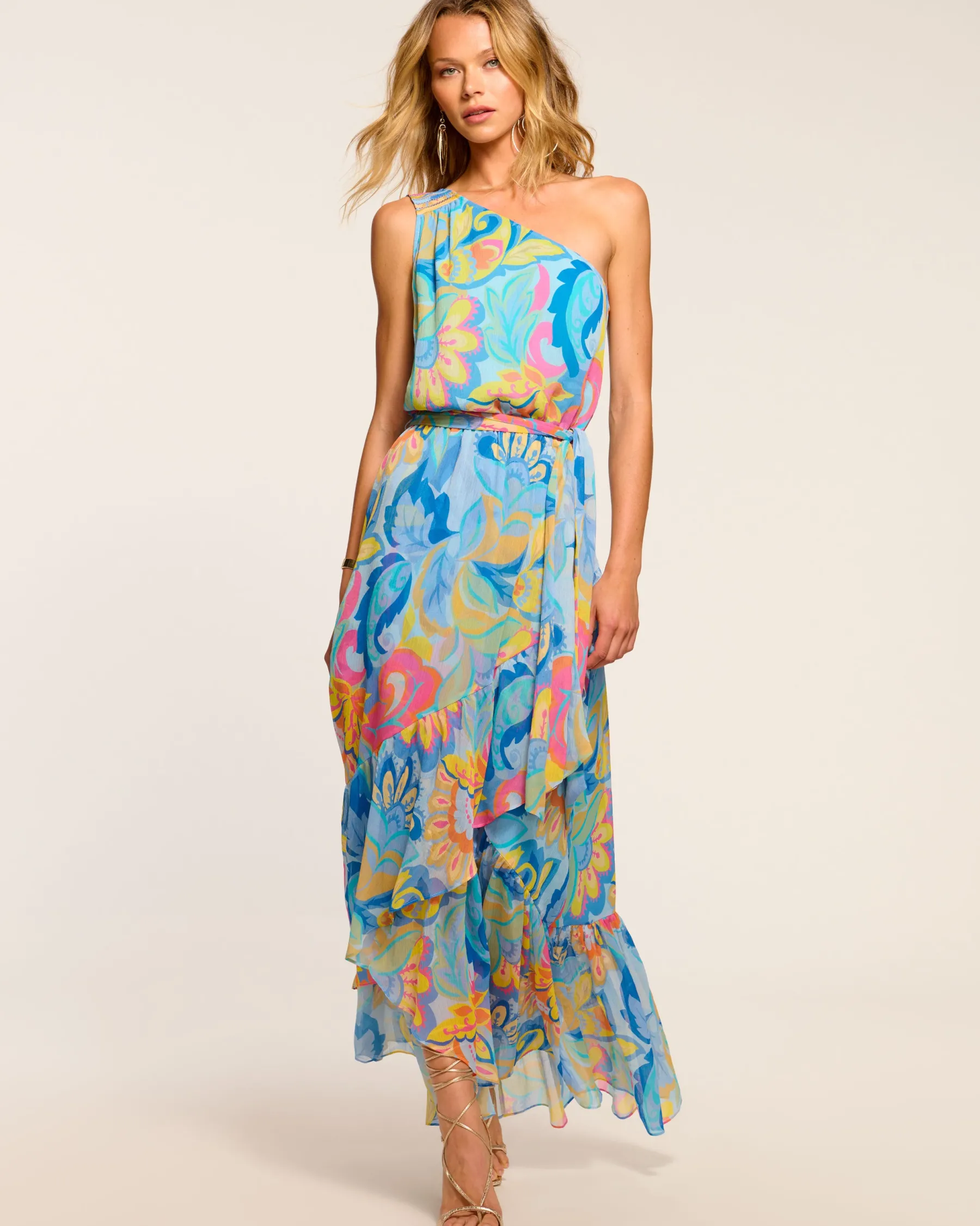 Ramy Brook Nicola One-Shoulder Maxi Dress Watercolorfloral Shop