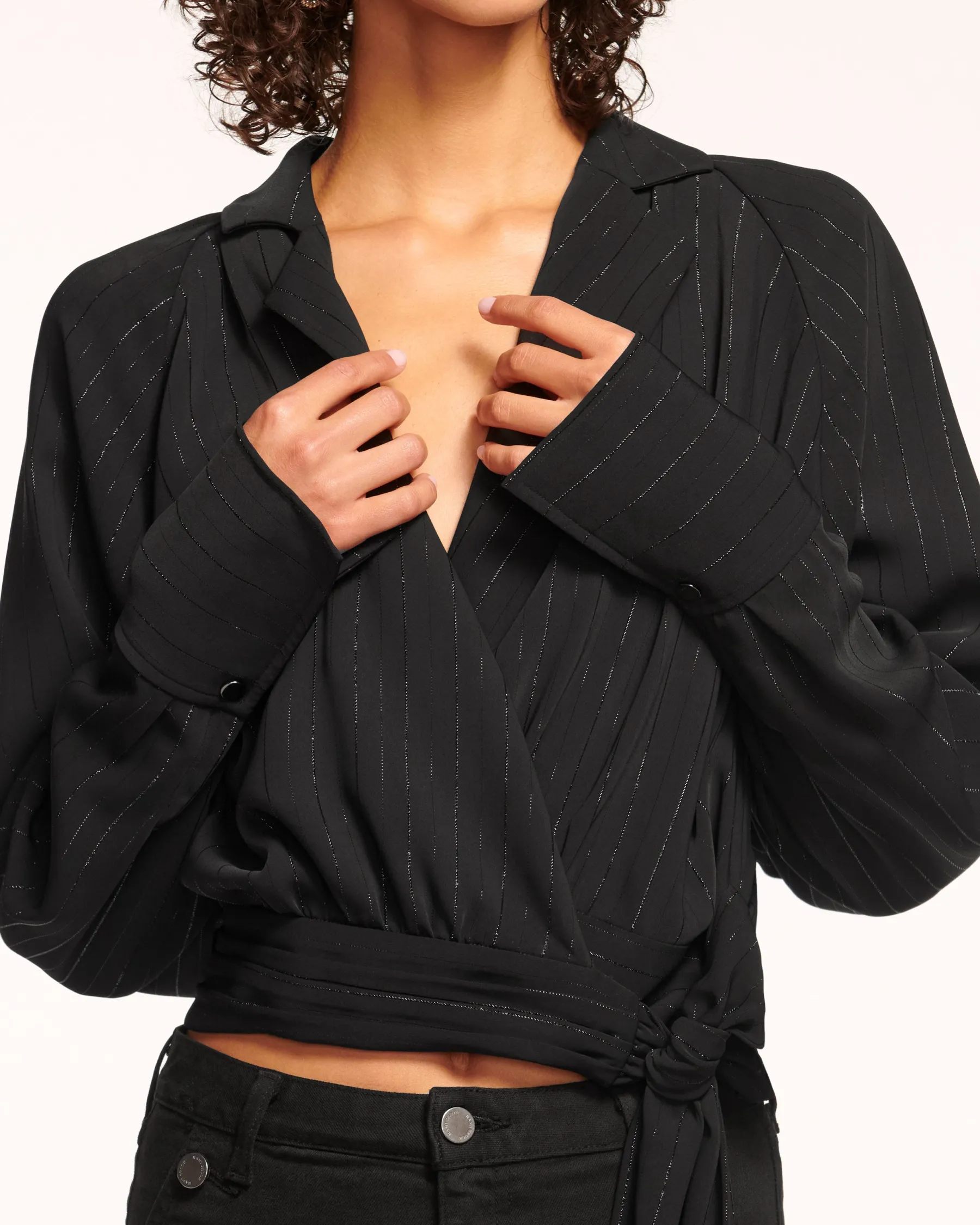 Ramy Brook Oliver V-Neck Wrap Top Blackstripe Sale