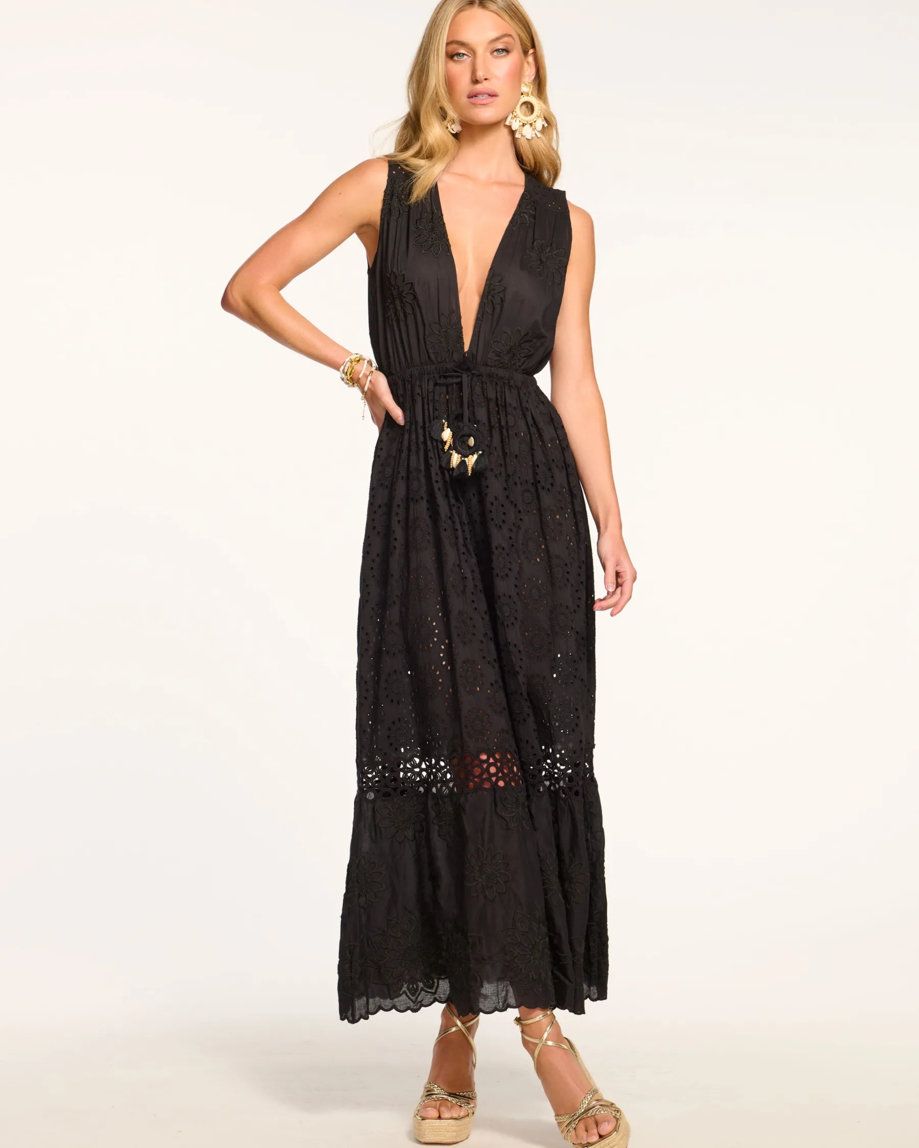 Ramy Brook Paxton Chambray Maxi Coverup Dress Black Shop