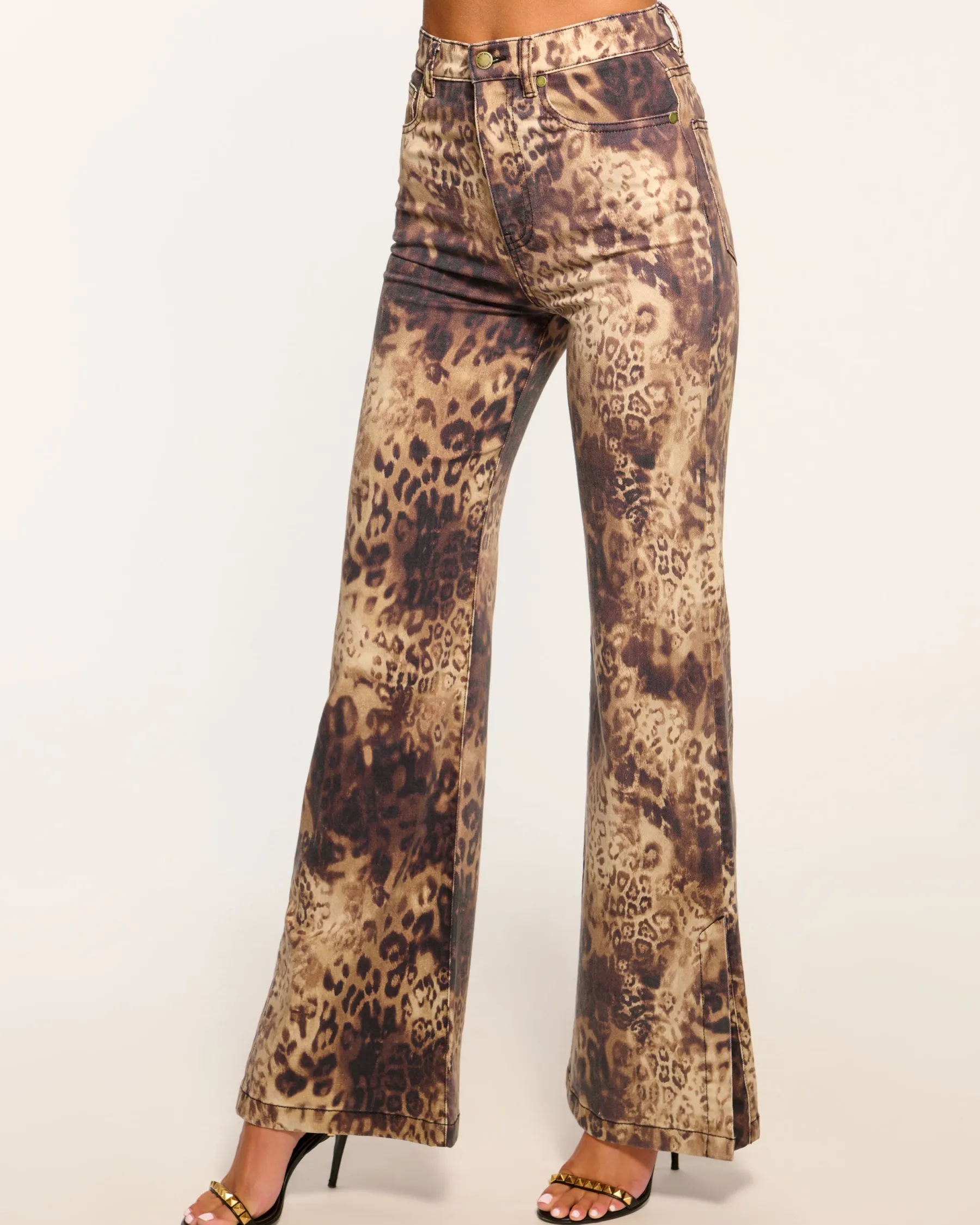 Ramy Brook Printed Tyra High Waisted Flare Jean Leoparddenim Store