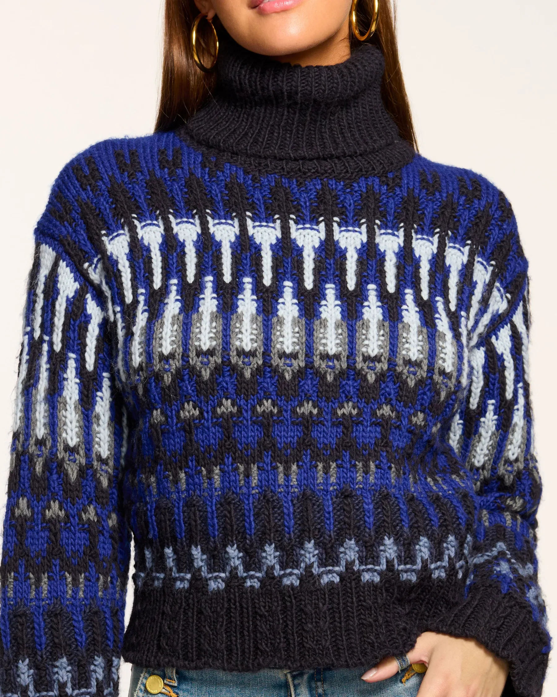 Ramy Brook Rufus Turtleneck Sweater Lapisfairisle New