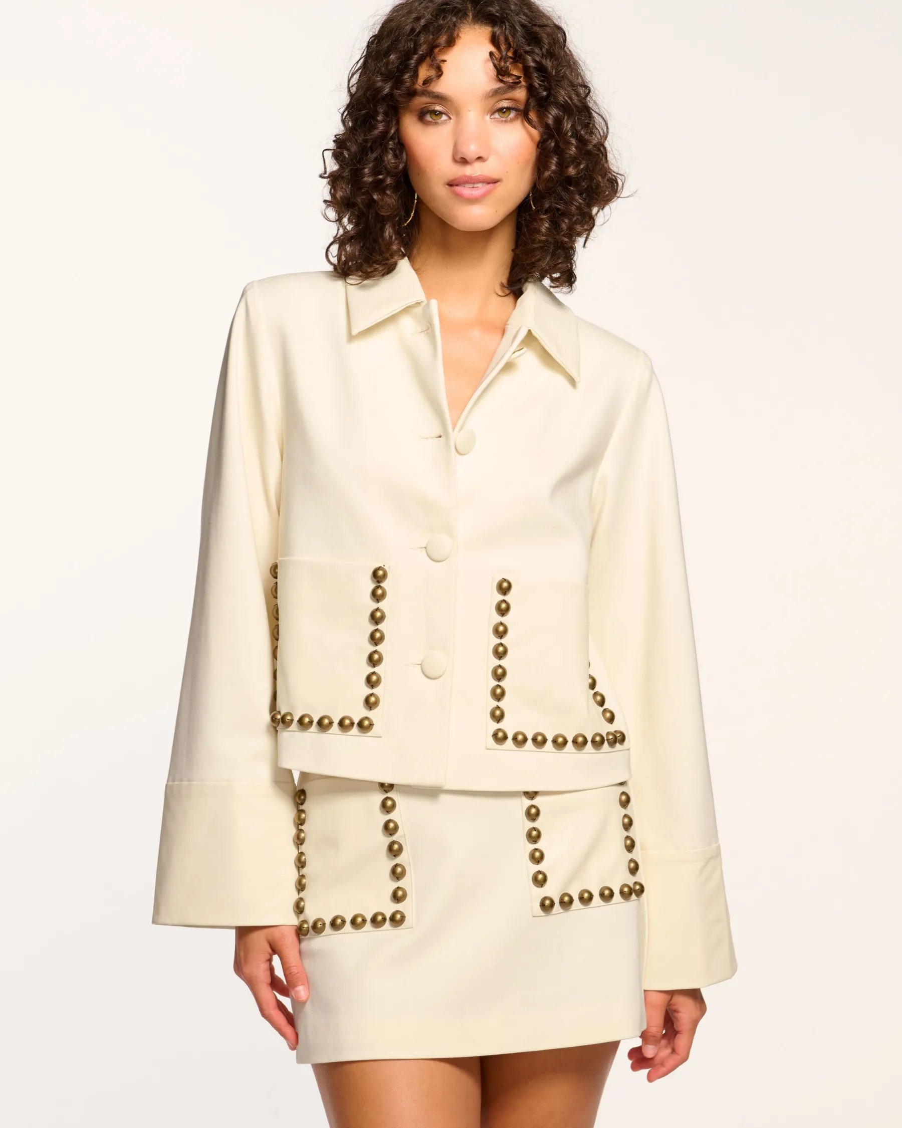 Ramy Brook Shoshana Studded Ponte Jacket Whiteponte Fashion