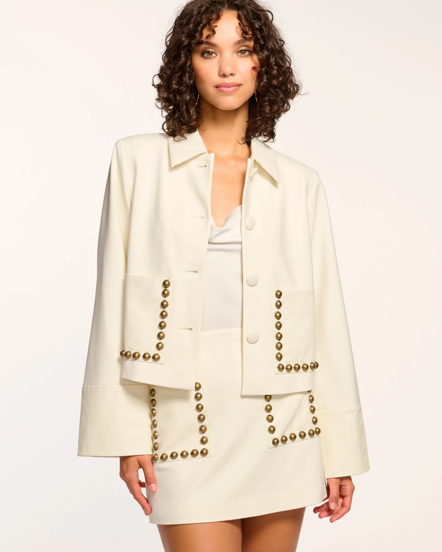 Ramy Brook Shoshana Studded Ponte Jacket Whiteponte Fashion