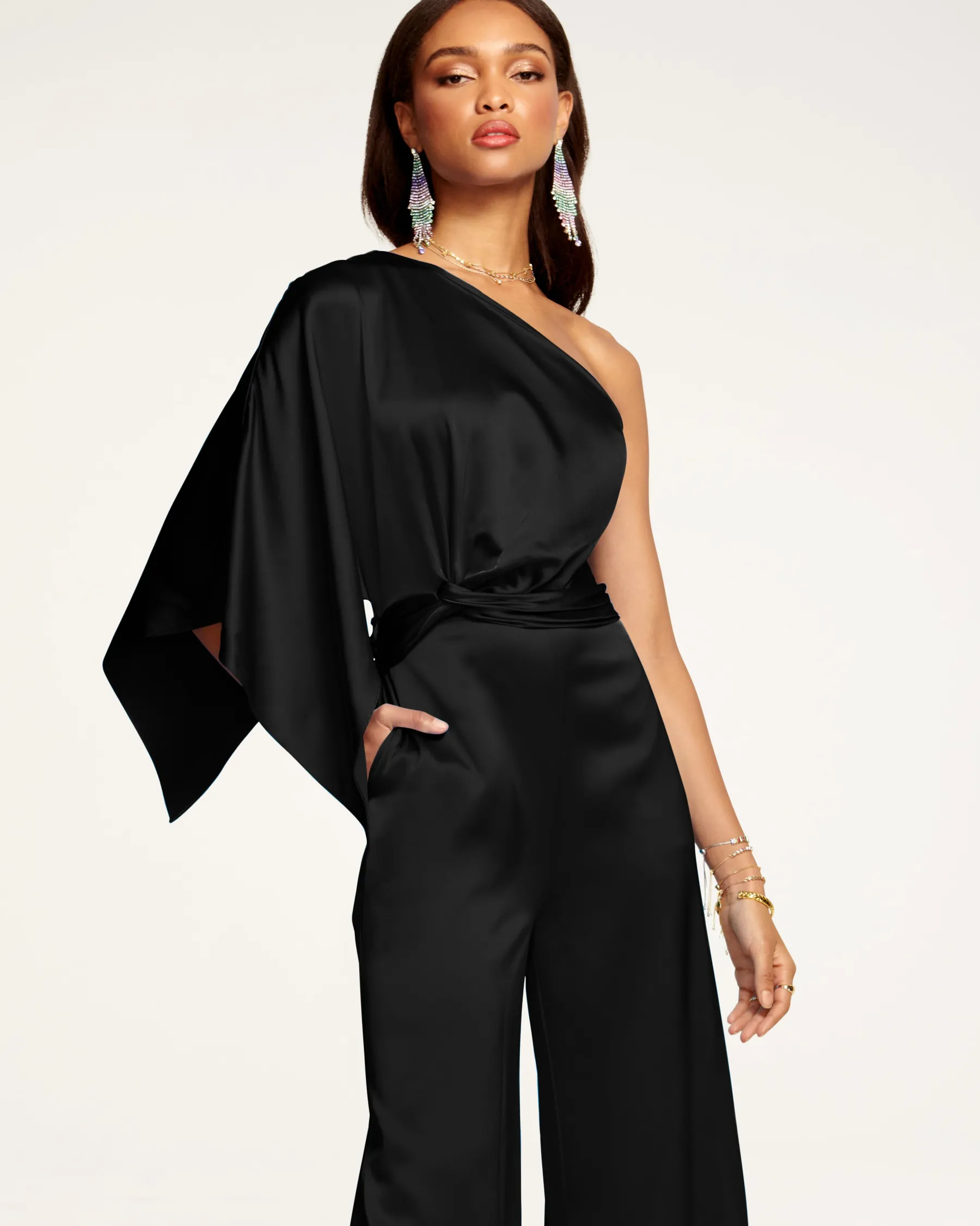 Ramy Brook Simone One-Shoulder Jumpsuit Black Sale