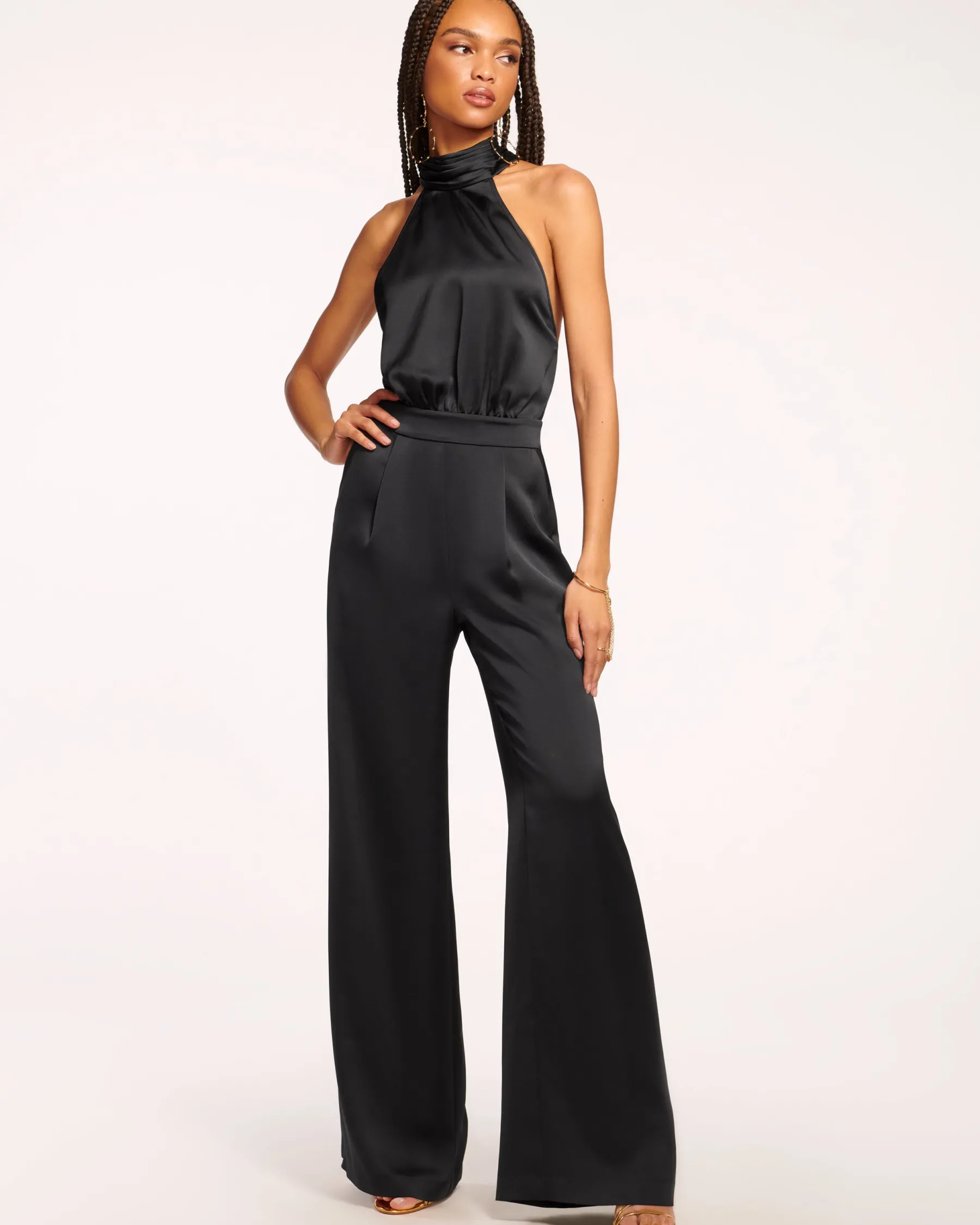 Ramy Brook Tatiana Wide Leg Halter Jumpsuit Black Clearance