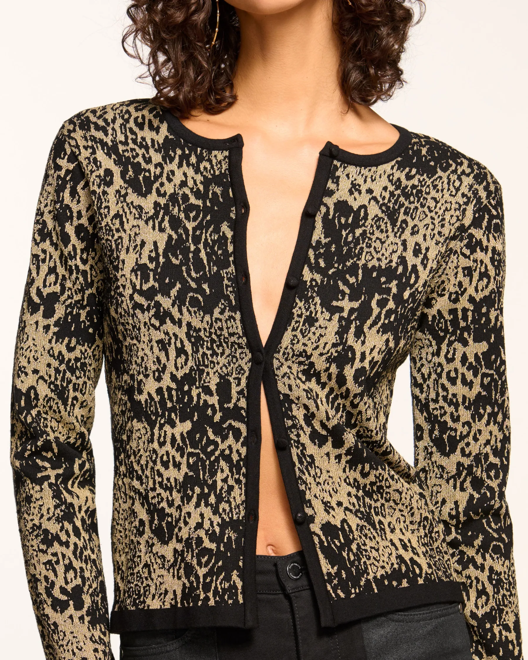 Ramy Brook Tricia Cardigan Sweater Goldleopard Best