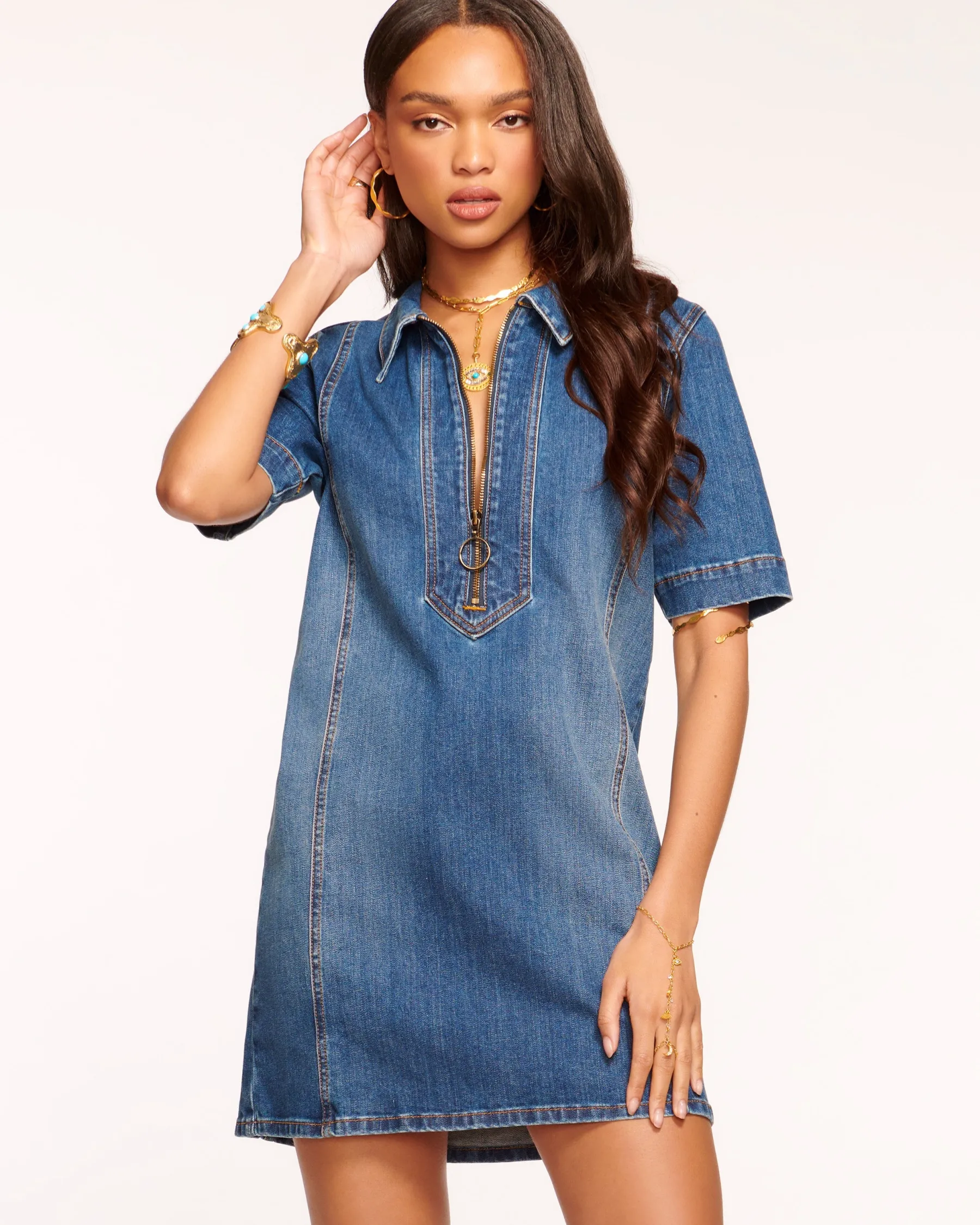 Ramy Brook Tunechi Denim Shirt Dress Cheap