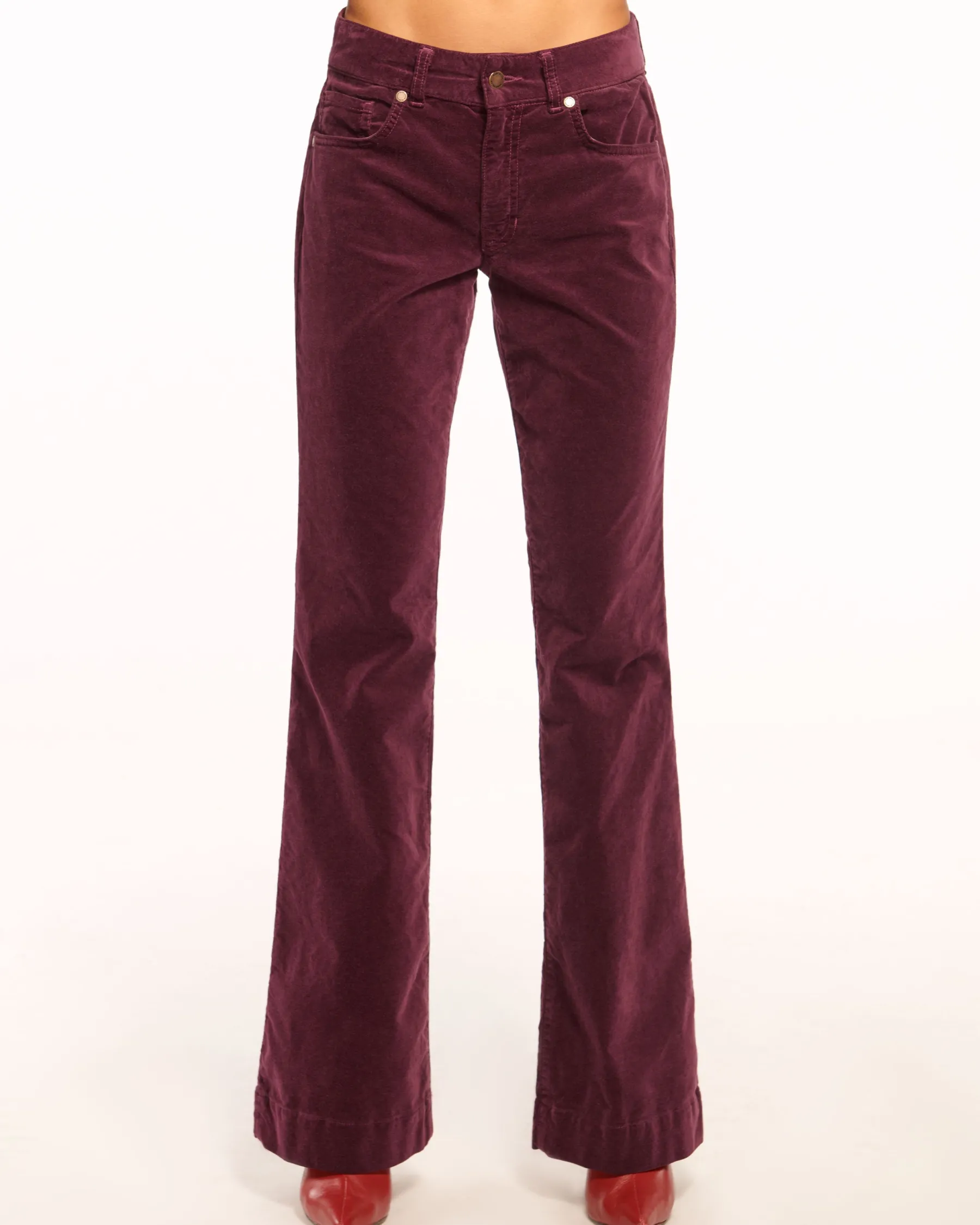 Ramy Brook Velvet Kyle Low Rise Flare Jean Pinotvelveteen Cheap