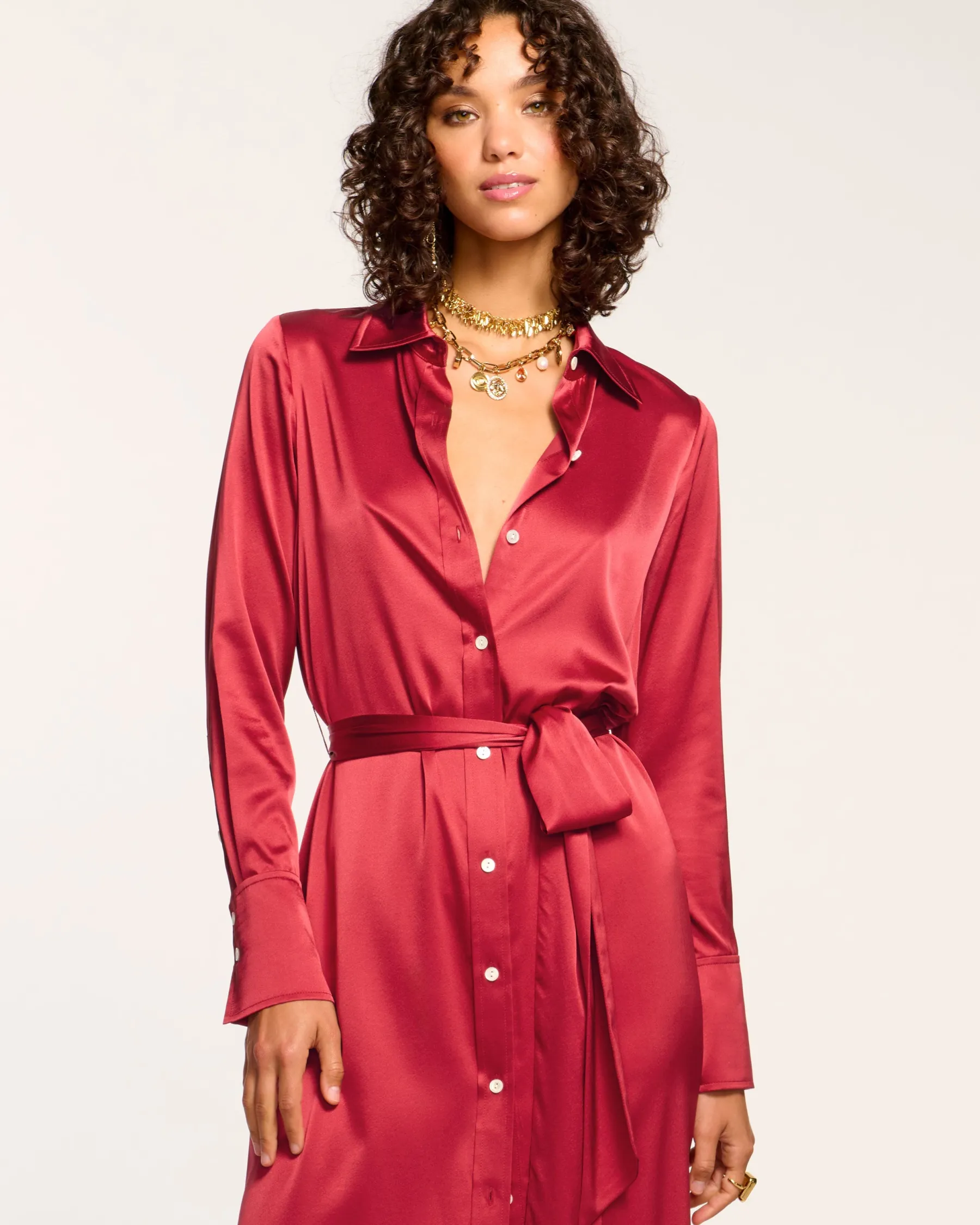 Ramy Brook Victoria Silk Button Down Midi Dress Cheap