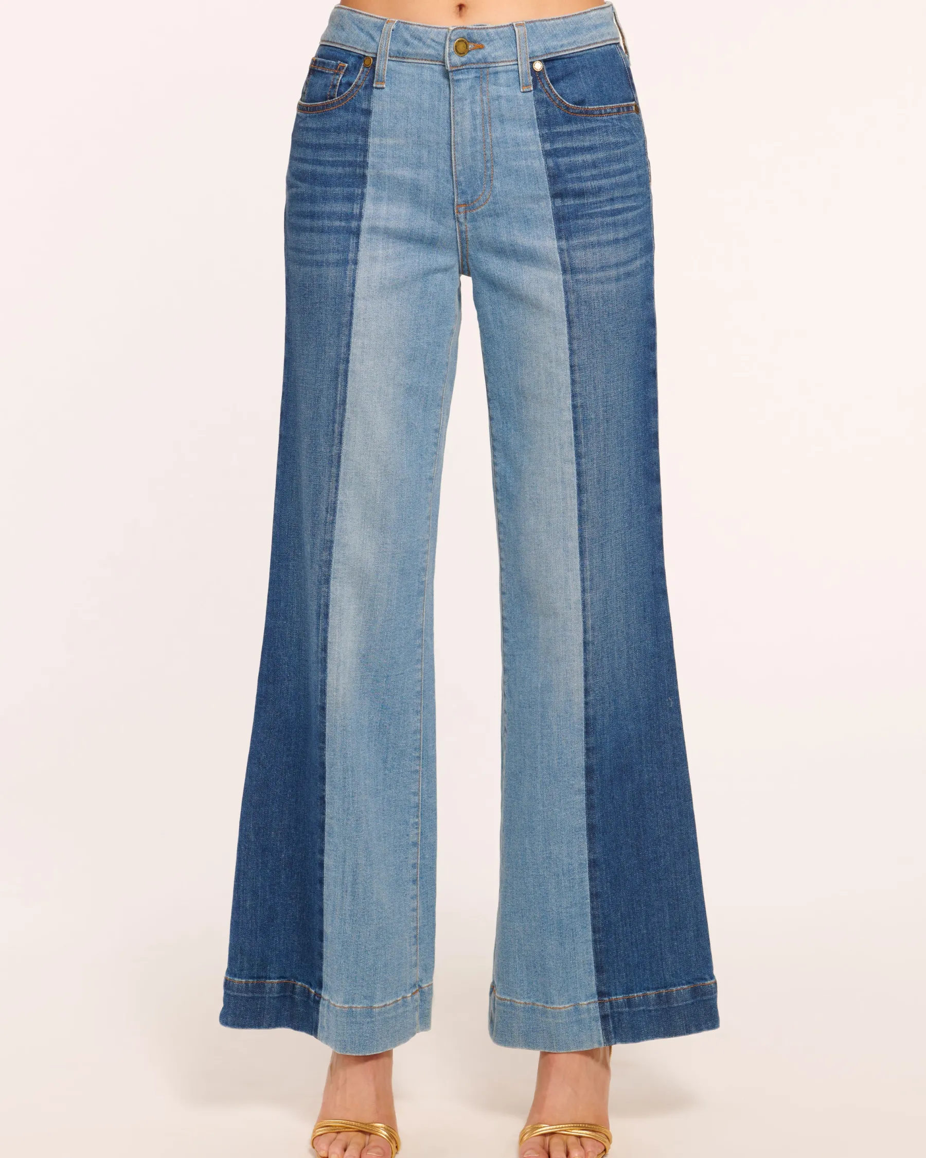 Ramy Brook Vinnie Wide Leg Two-Tone Jean Tonalwash Fashion