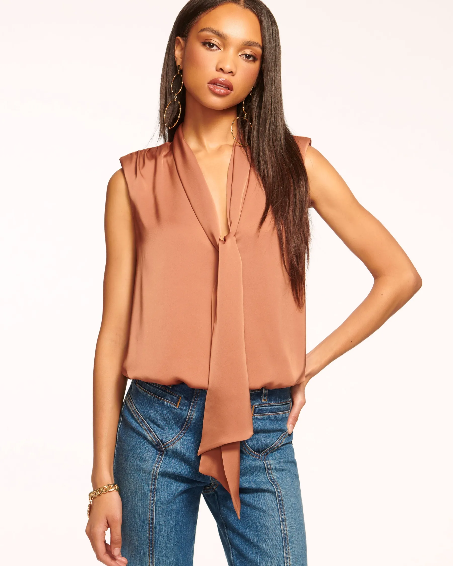 Ramy Brook Winnet V-Neck Sleeveless Top Clearance